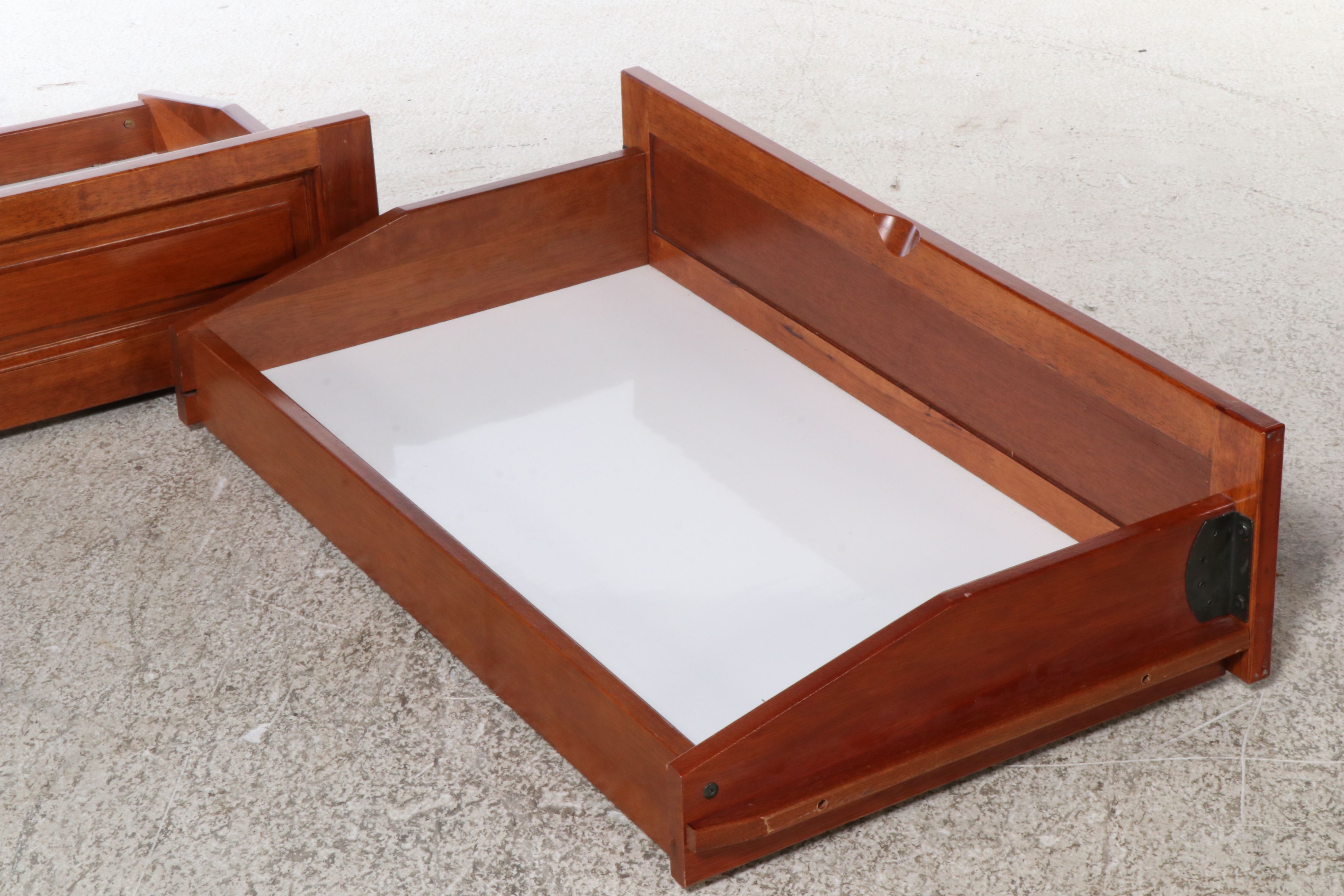 Pair of Crafts Style Cherry Twin Beds with Nightstand and Drawers