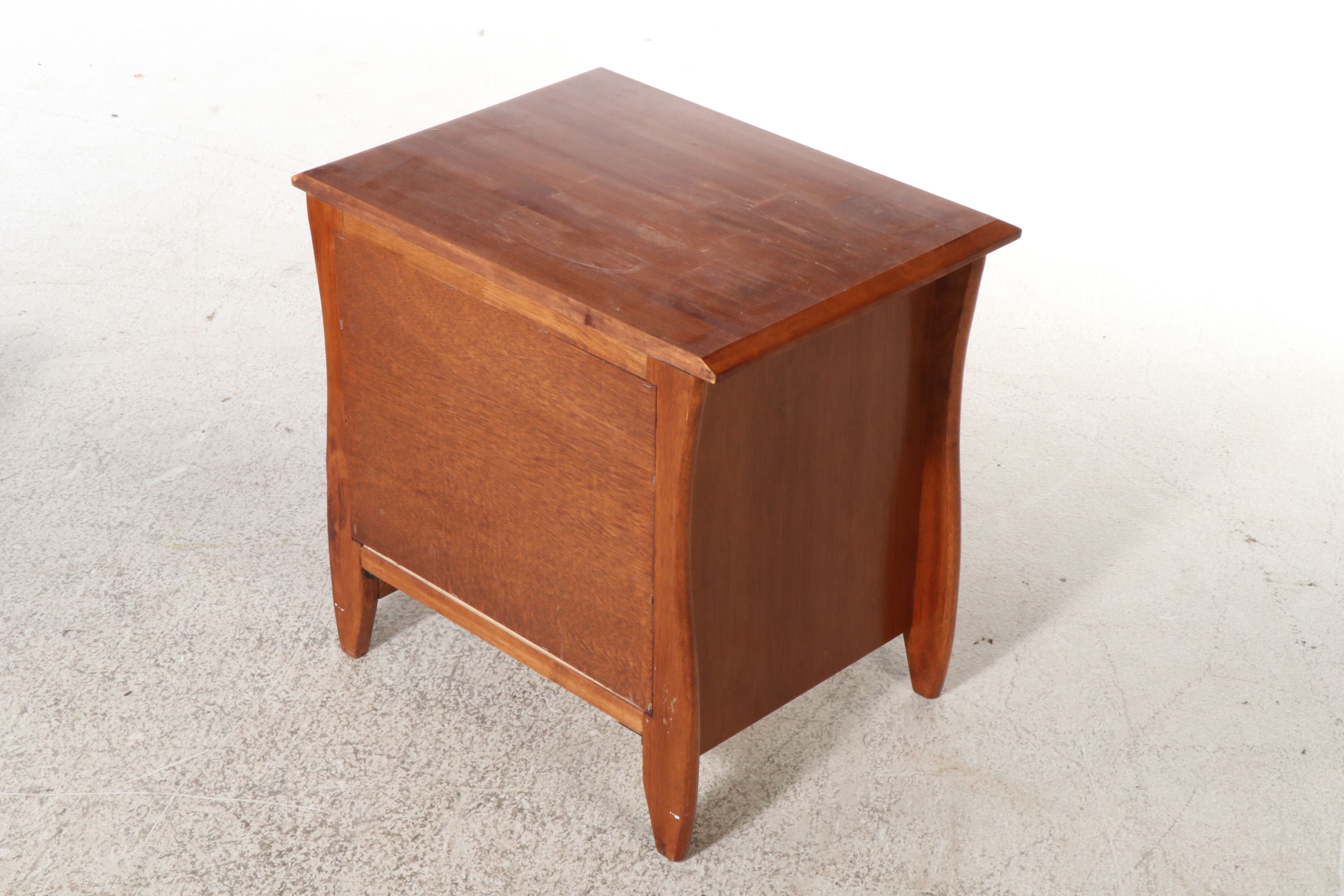 Pair of Crafts Style Cherry Twin Beds with Nightstand and Drawers