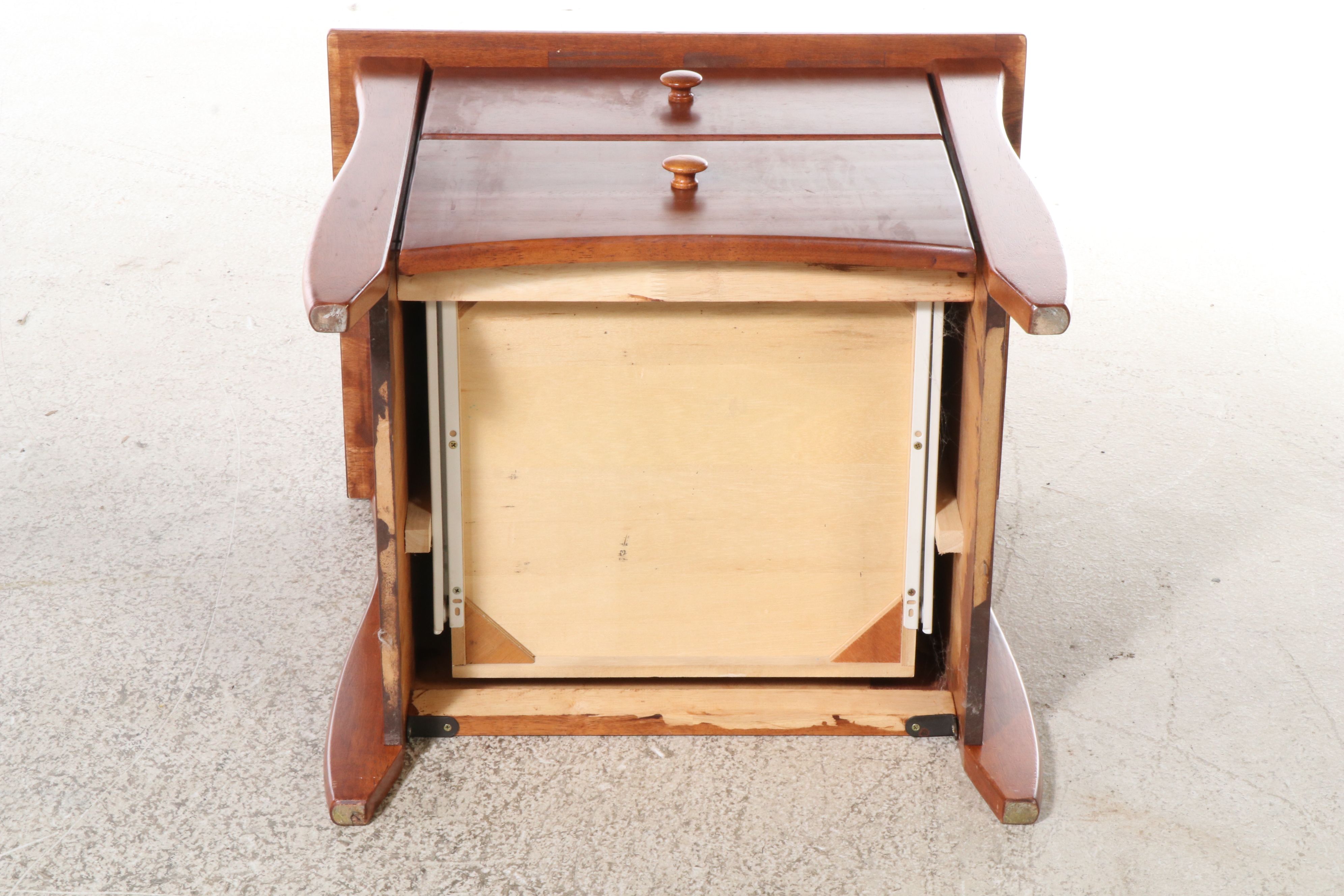 Pair of Crafts Style Cherry Twin Beds with Nightstand and Drawers