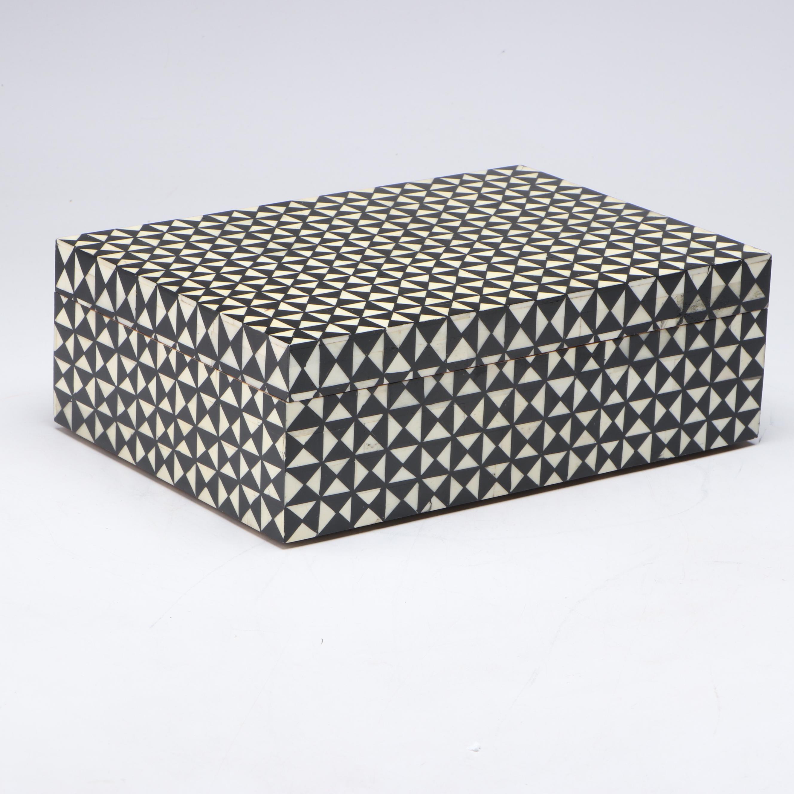 White and Black Bone Inlay Wooden Box
