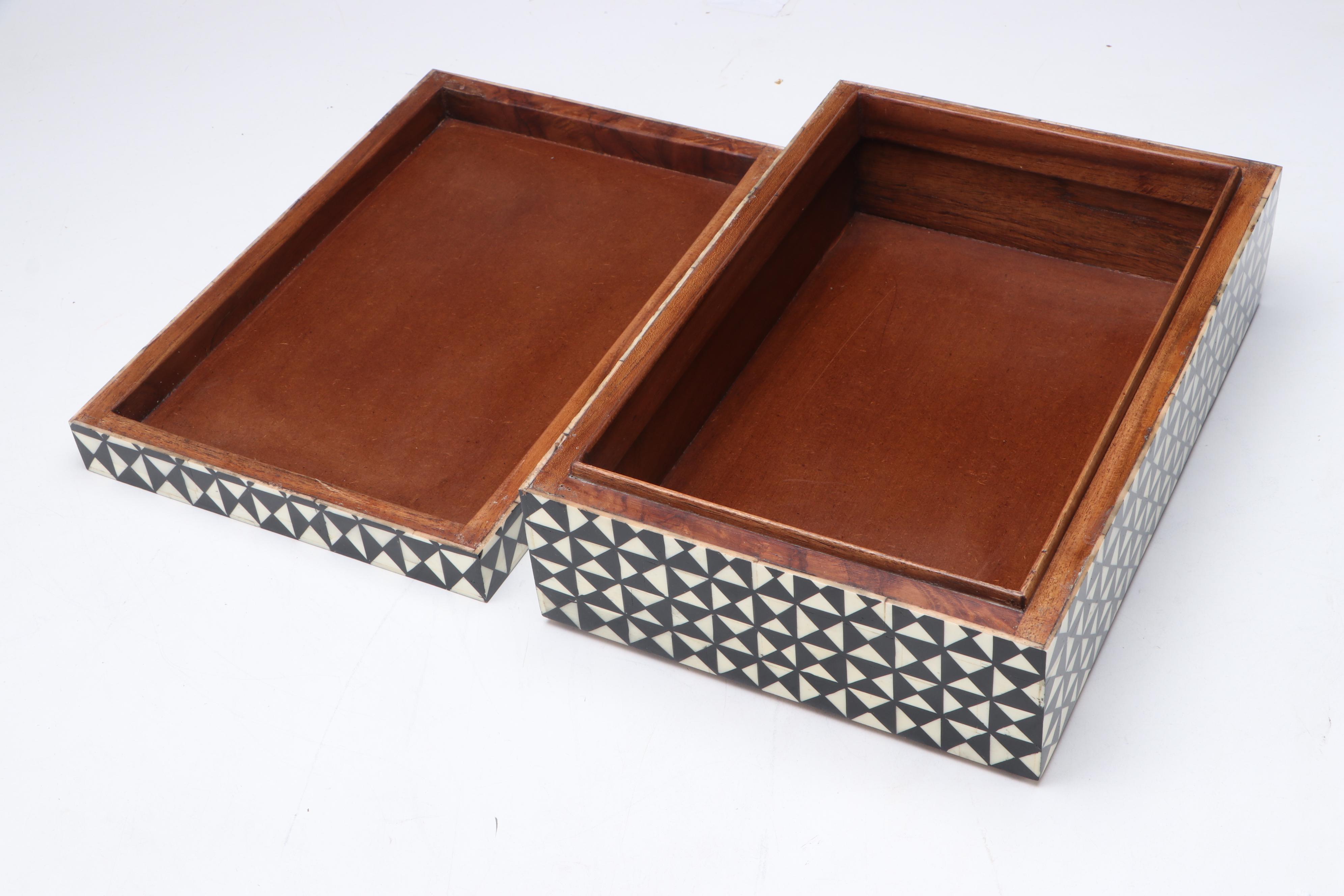 White and Black Bone Inlay Wooden Box
