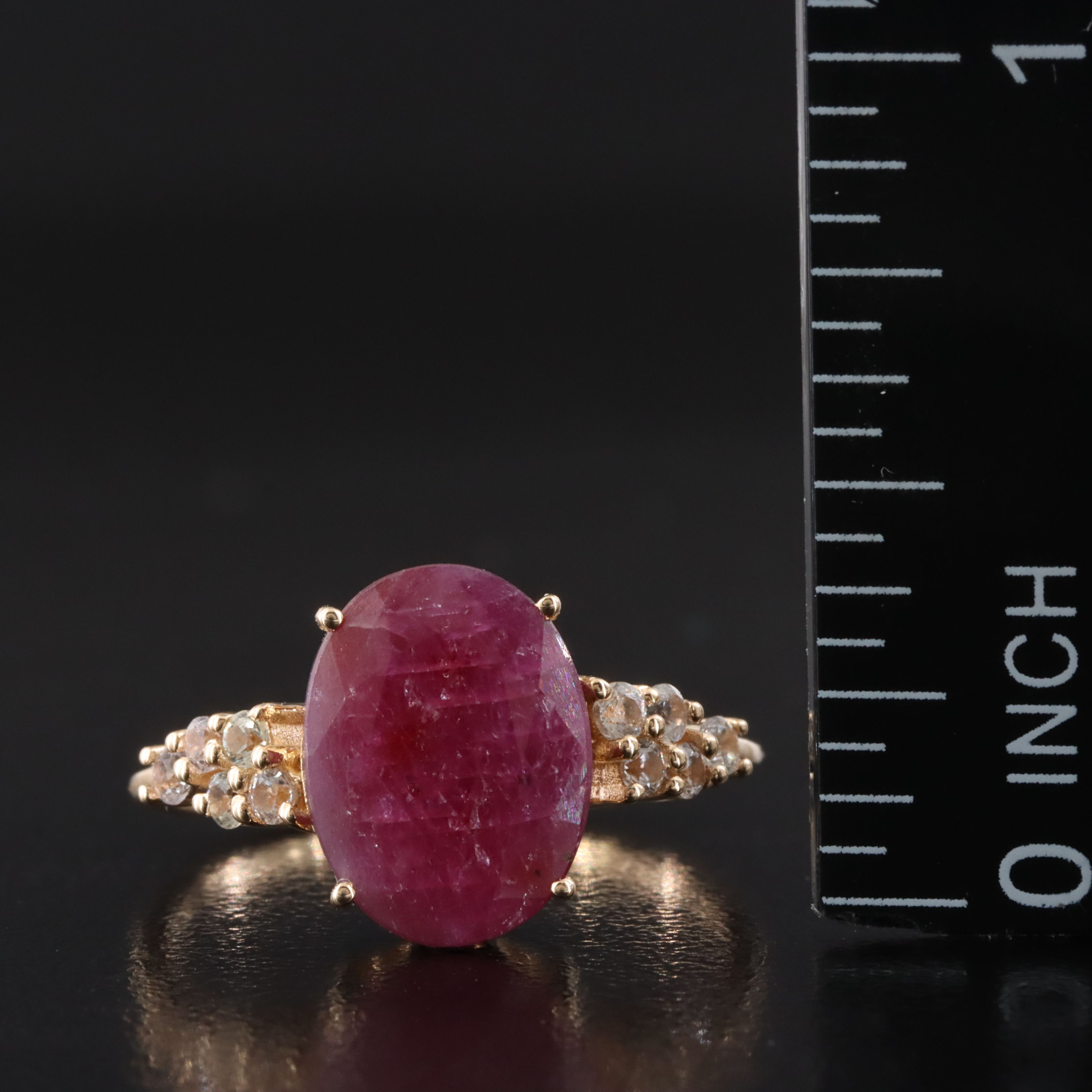 14K 2.10 CT Ruby and White Sapphire Ring