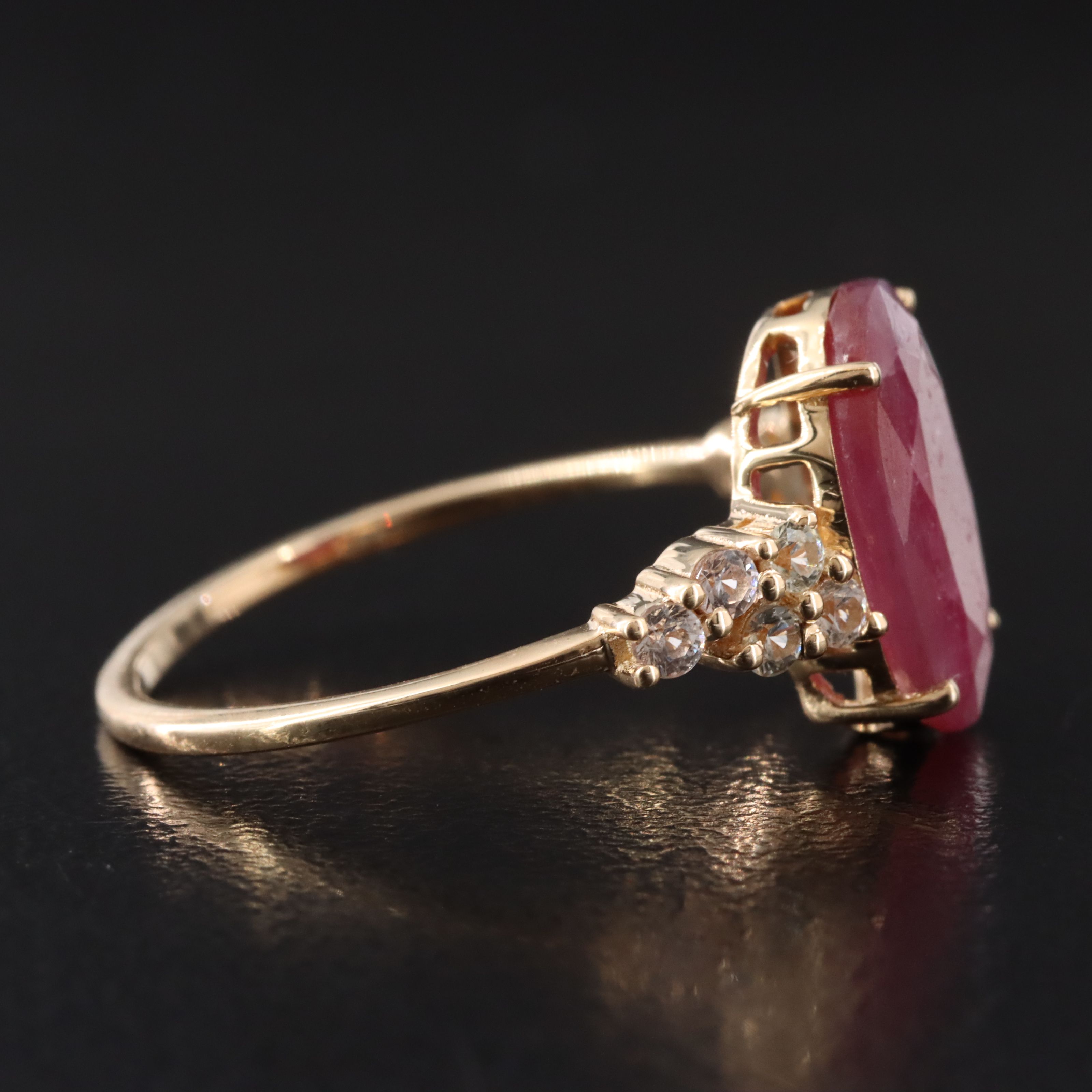 14K 2.10 CT Ruby and White Sapphire Ring