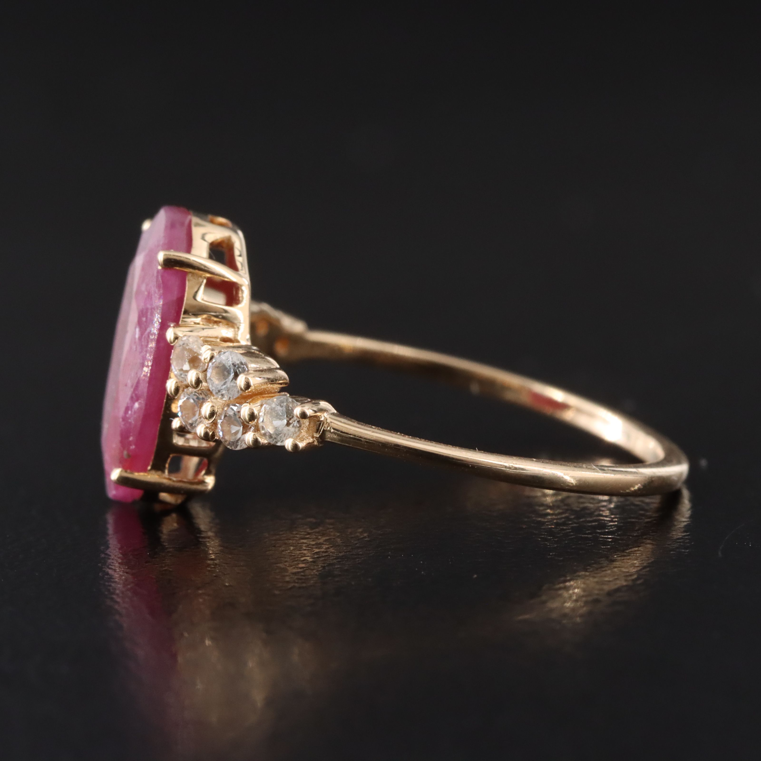 14K 2.10 CT Ruby and White Sapphire Ring