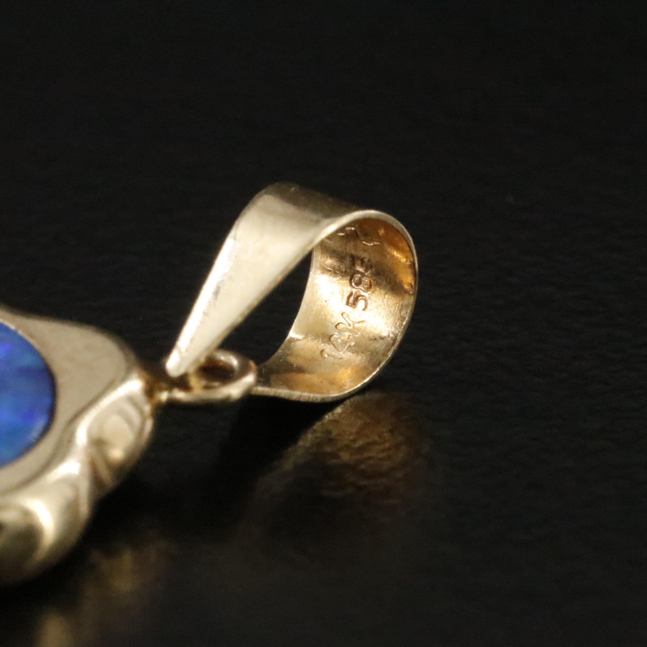 14K Opal Doublet Quatrefoil Pendant