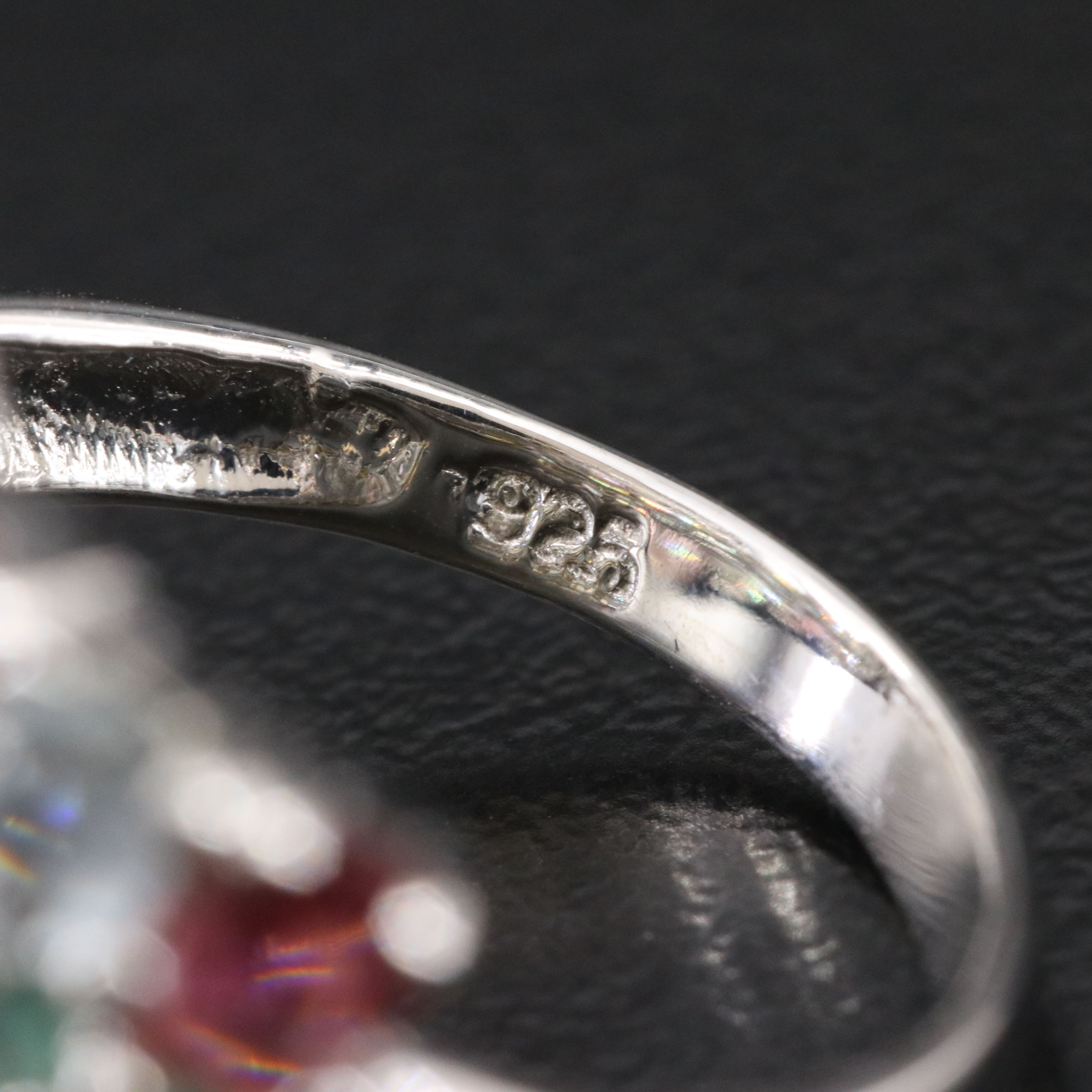 Sterling Tourmaline and Emerald Bypass Ring