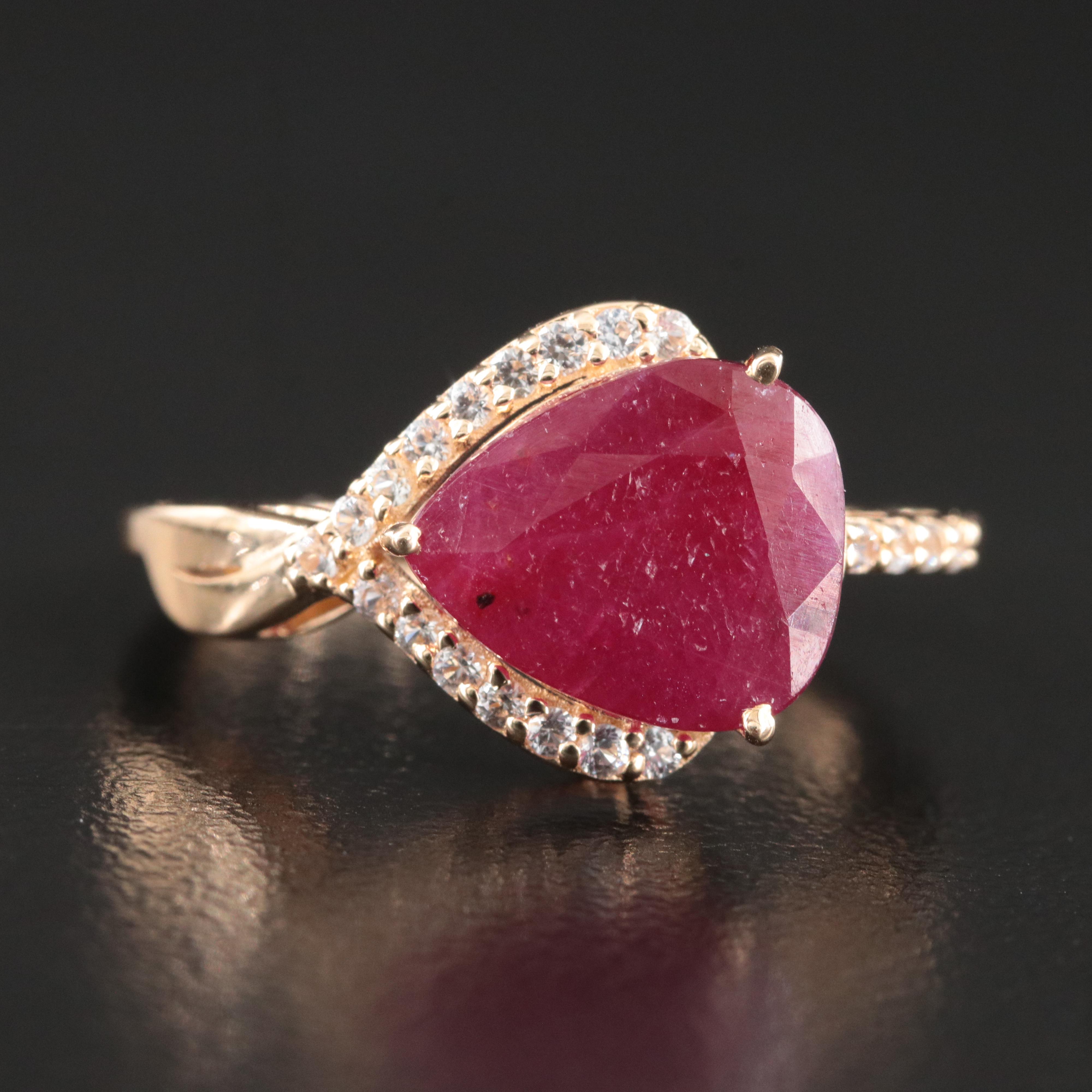 14K 3.66 CT Ruby and White Sapphire Ring