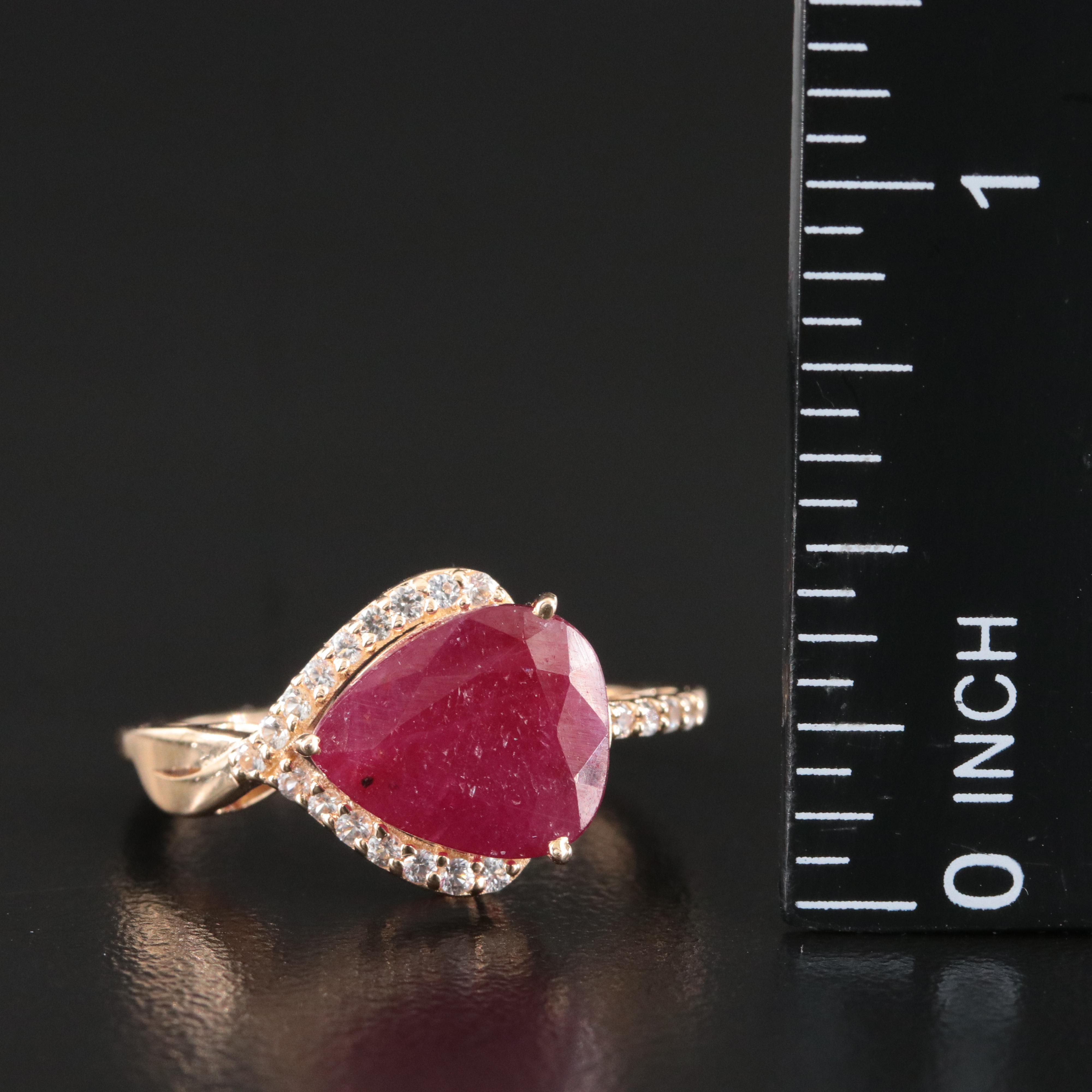 14K 3.66 CT Ruby and White Sapphire Ring