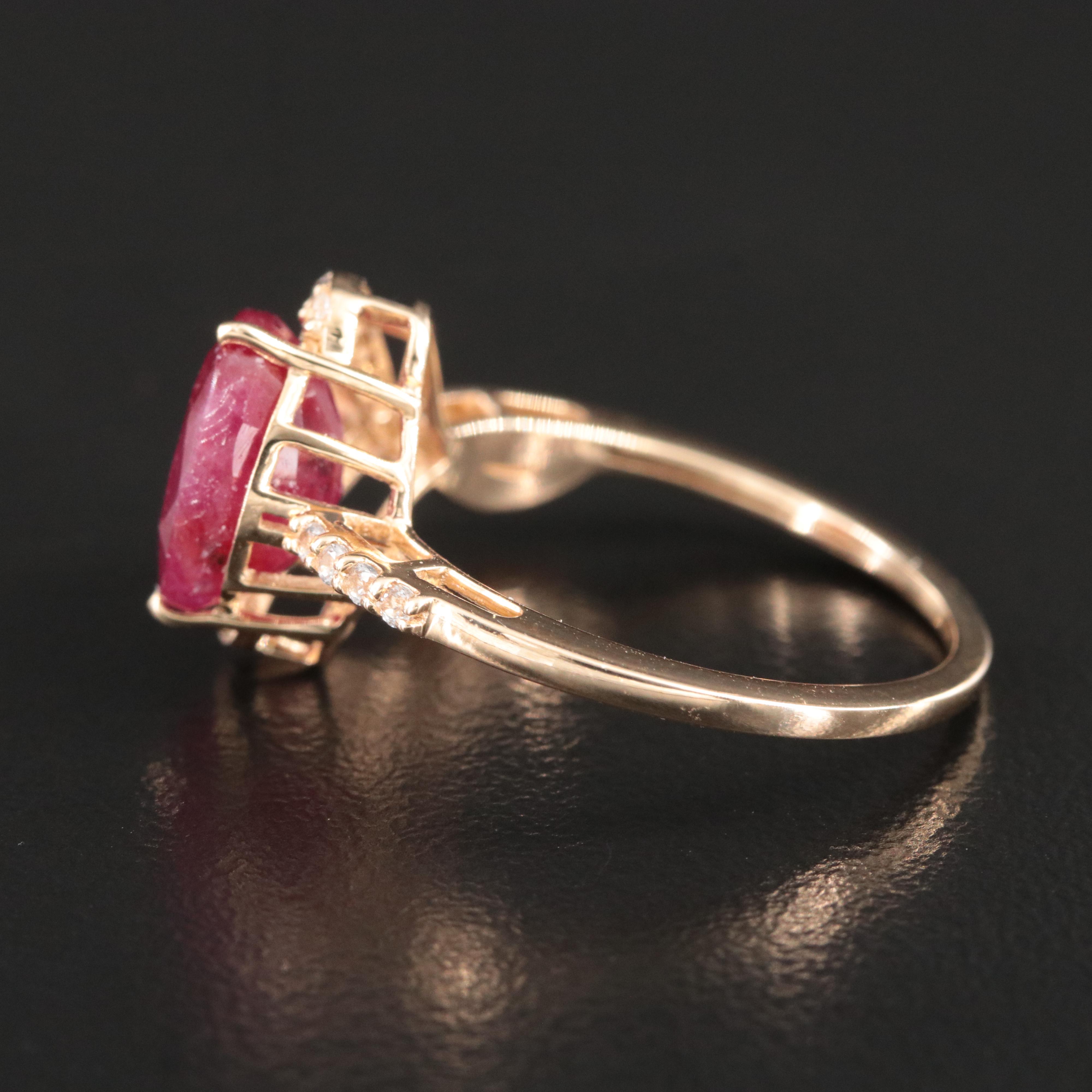 14K 3.66 CT Ruby and White Sapphire Ring
