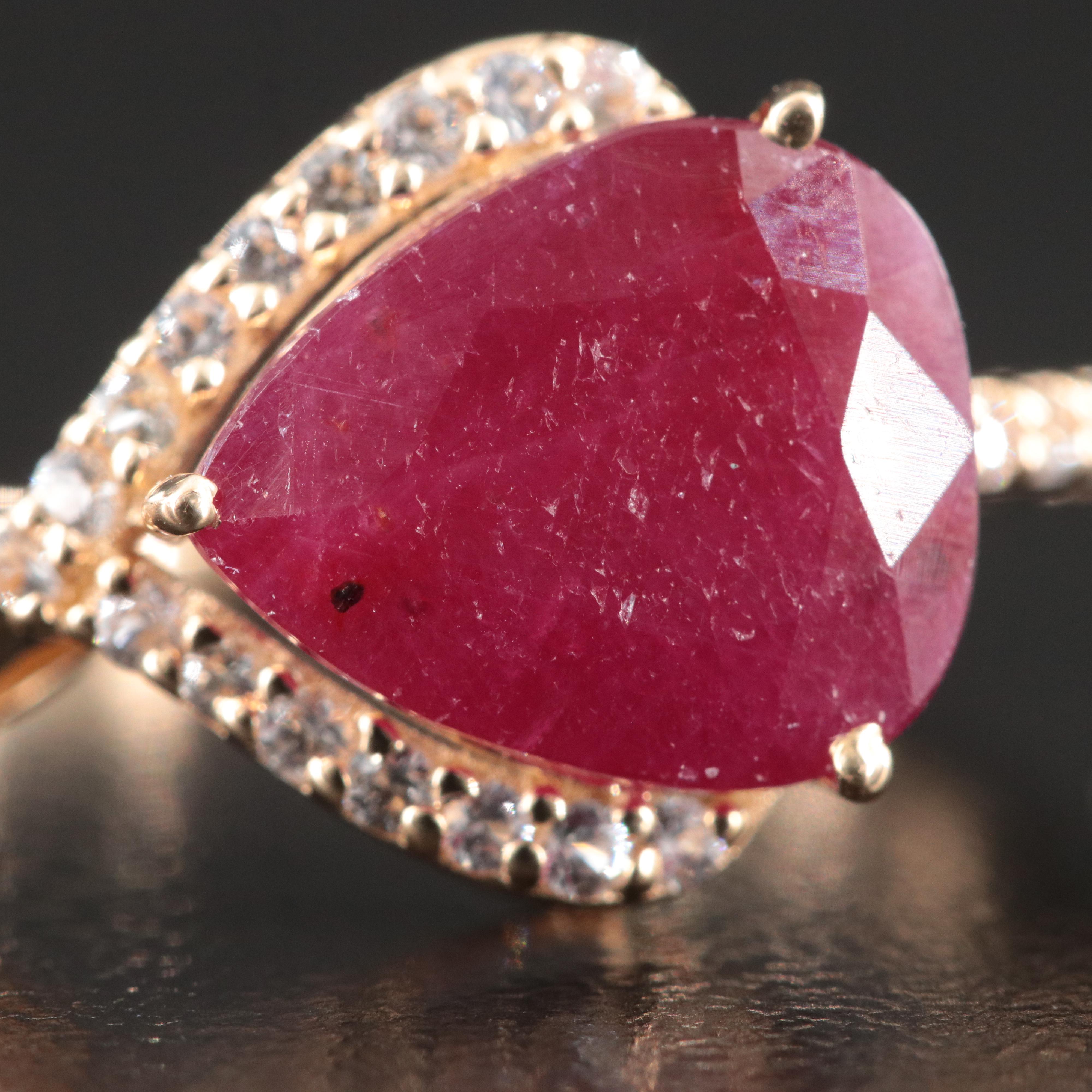 14K 3.66 CT Ruby and White Sapphire Ring