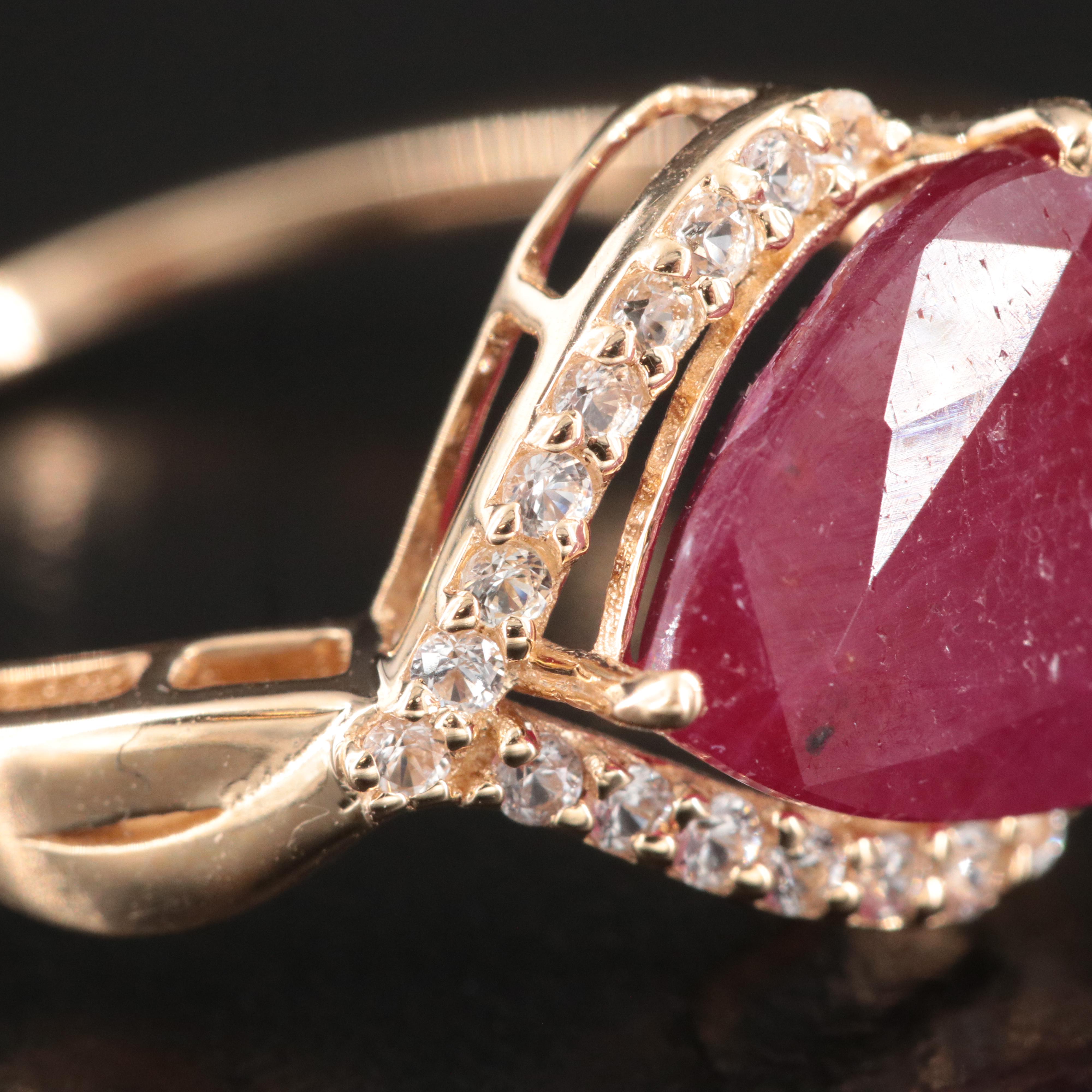 14K 3.66 CT Ruby and White Sapphire Ring