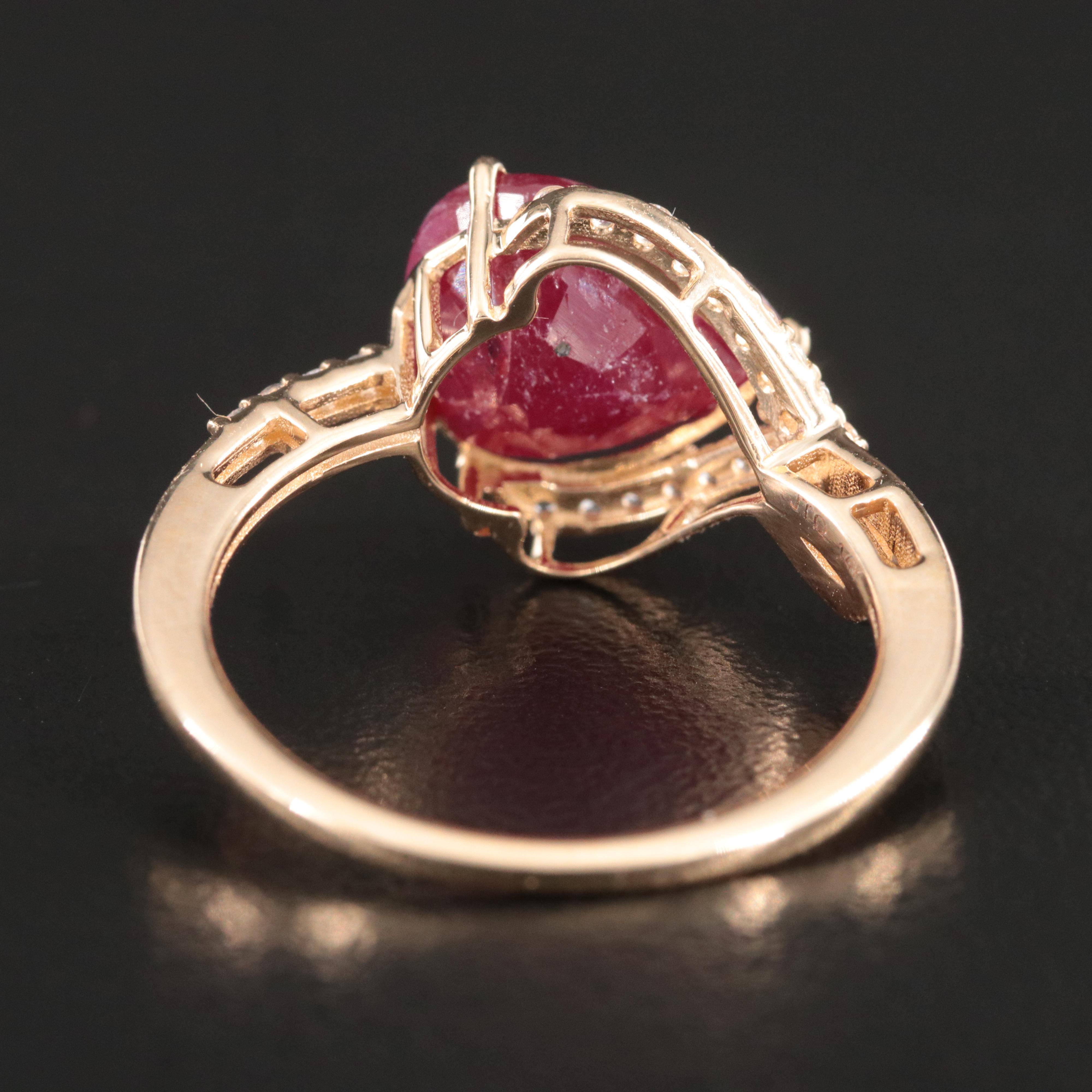 14K 3.66 CT Ruby and White Sapphire Ring