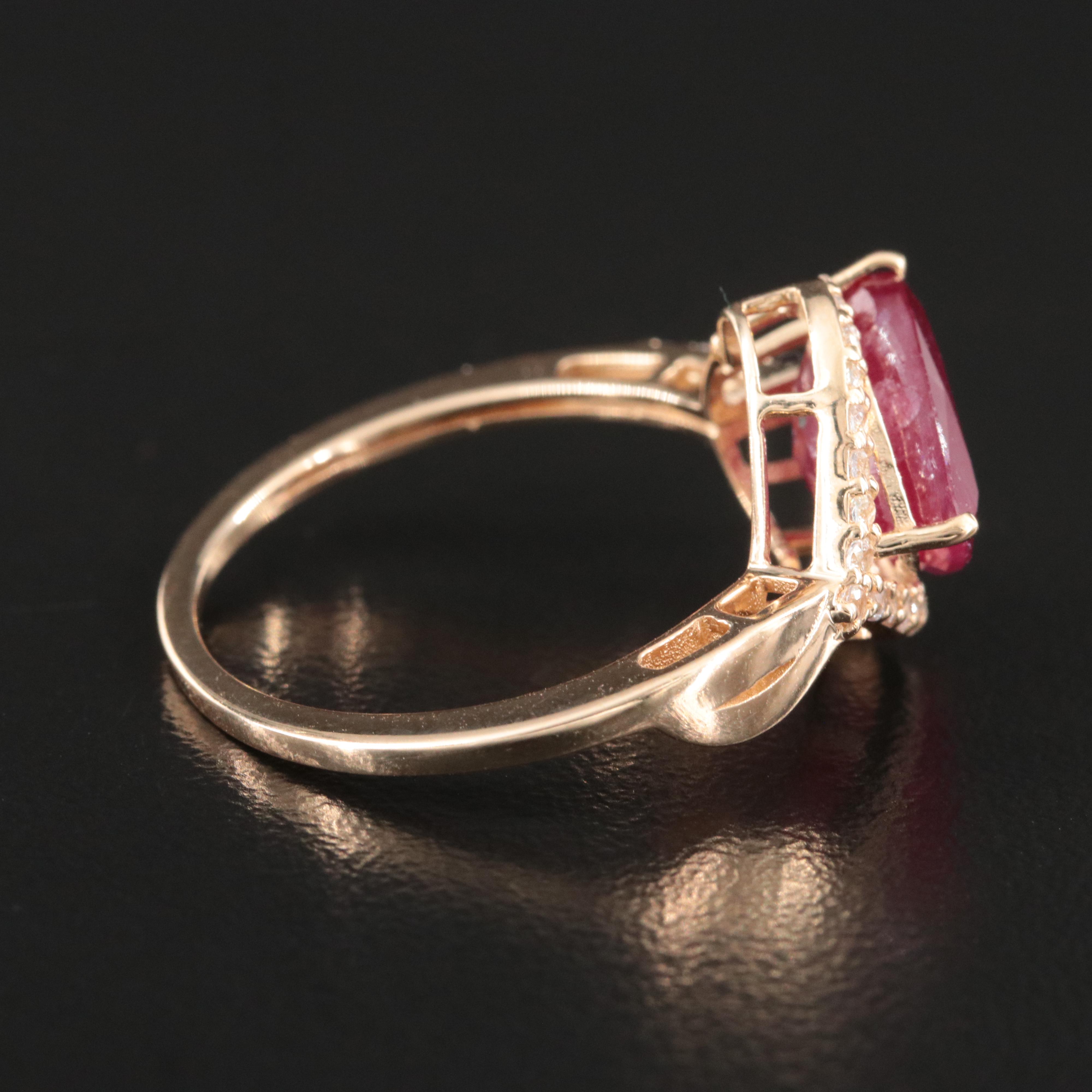 14K 3.66 CT Ruby and White Sapphire Ring