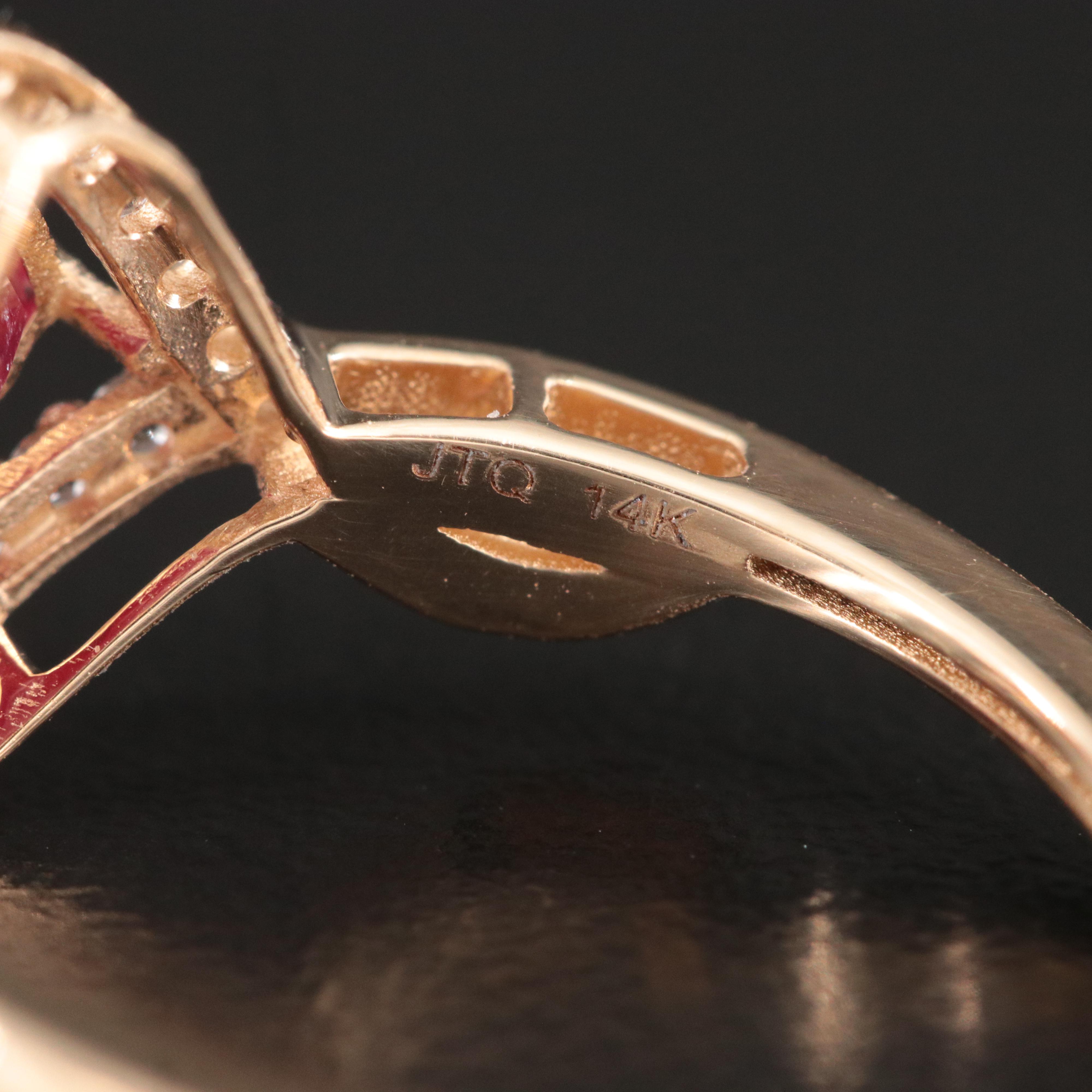 14K 3.66 CT Ruby and White Sapphire Ring