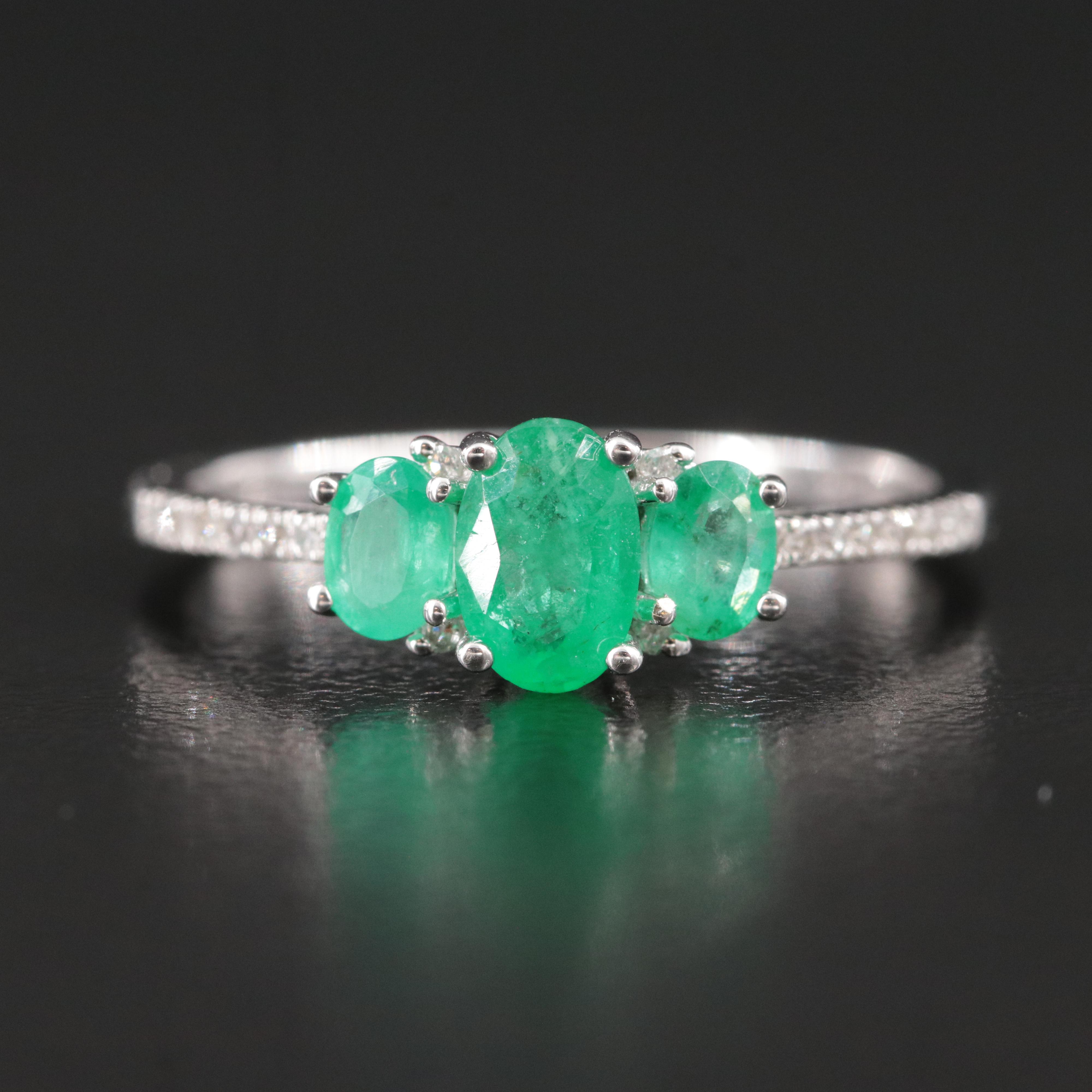 14K Emerald and Diamond Ring