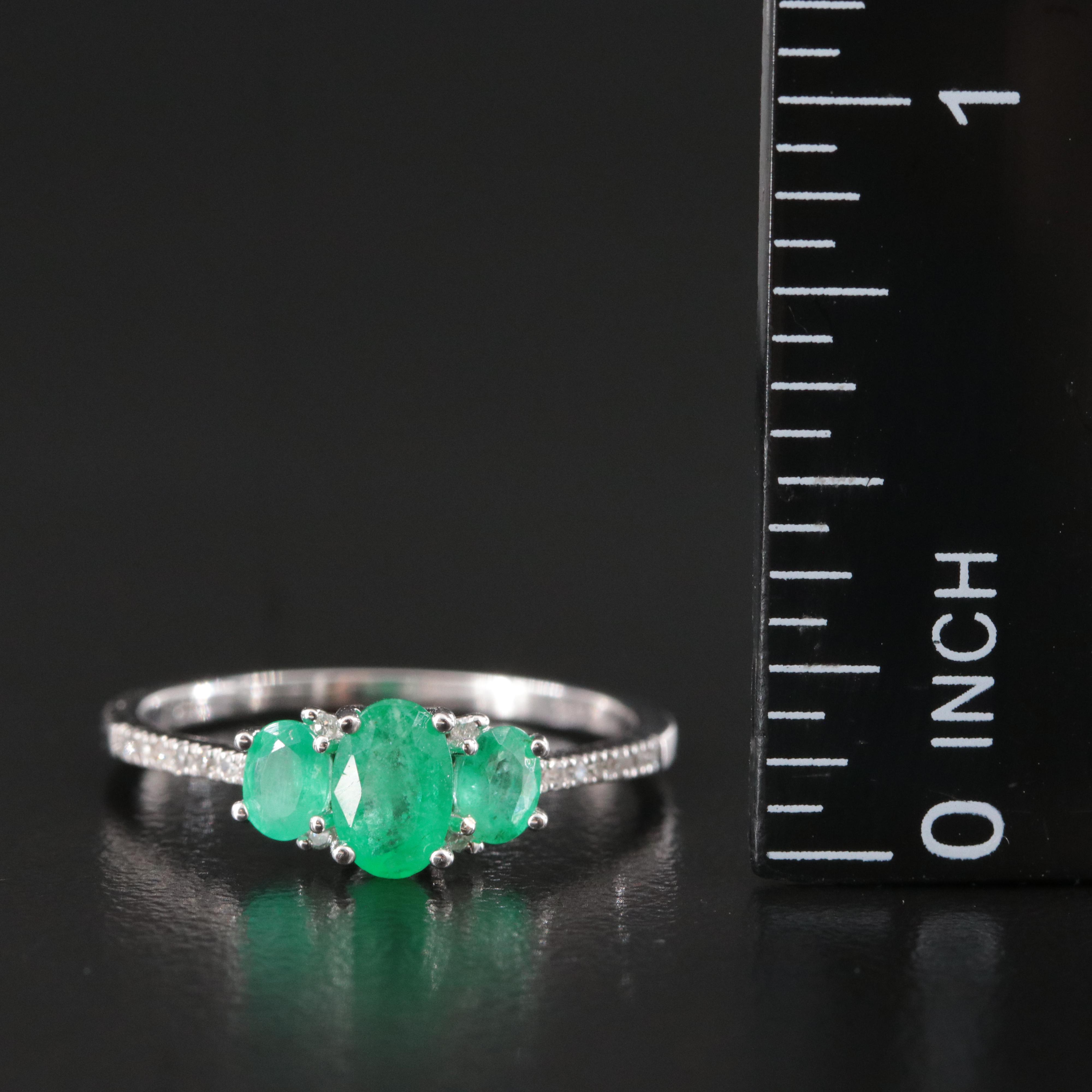 14K Emerald and Diamond Ring