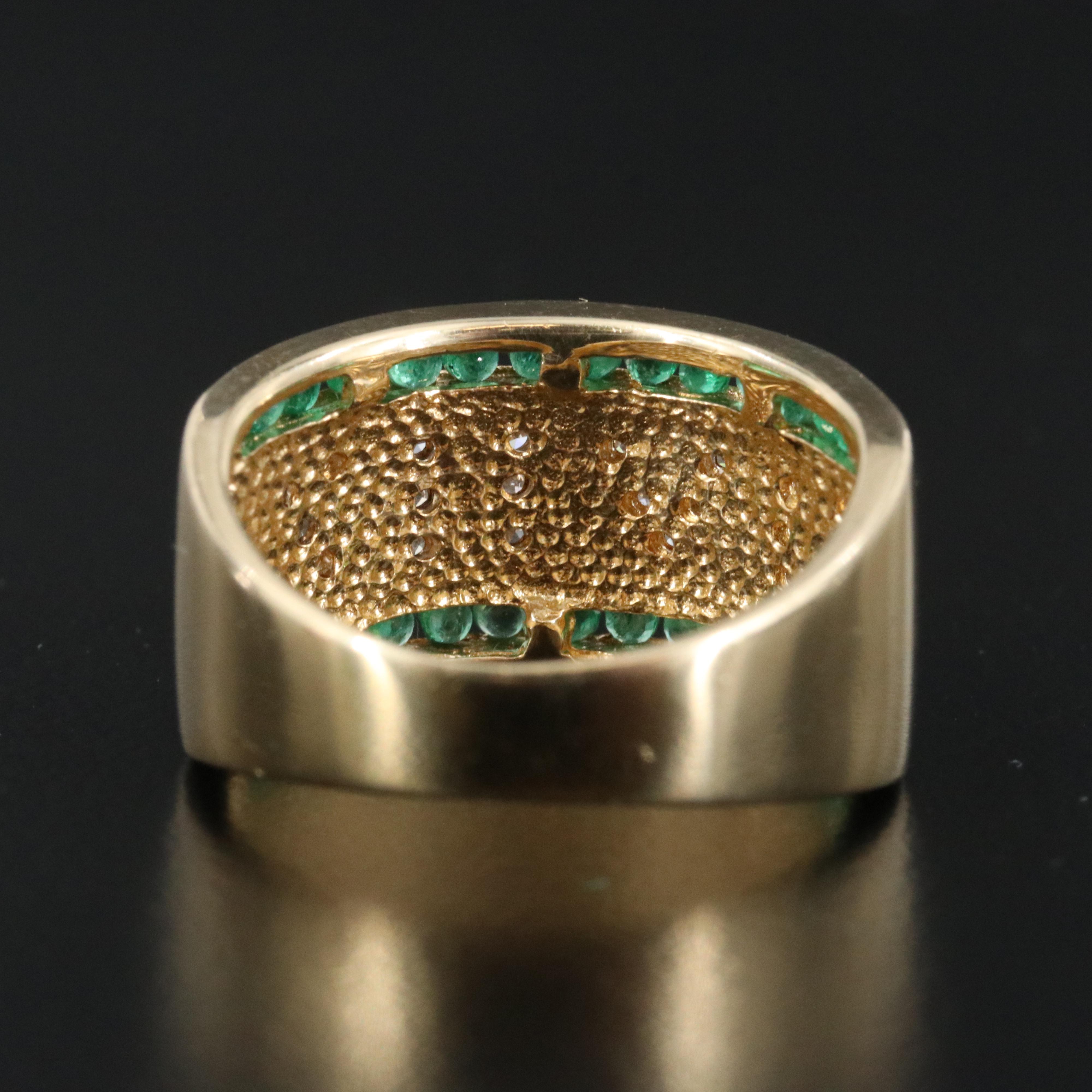14K Diamond and Emerald Roman Numeral Ring