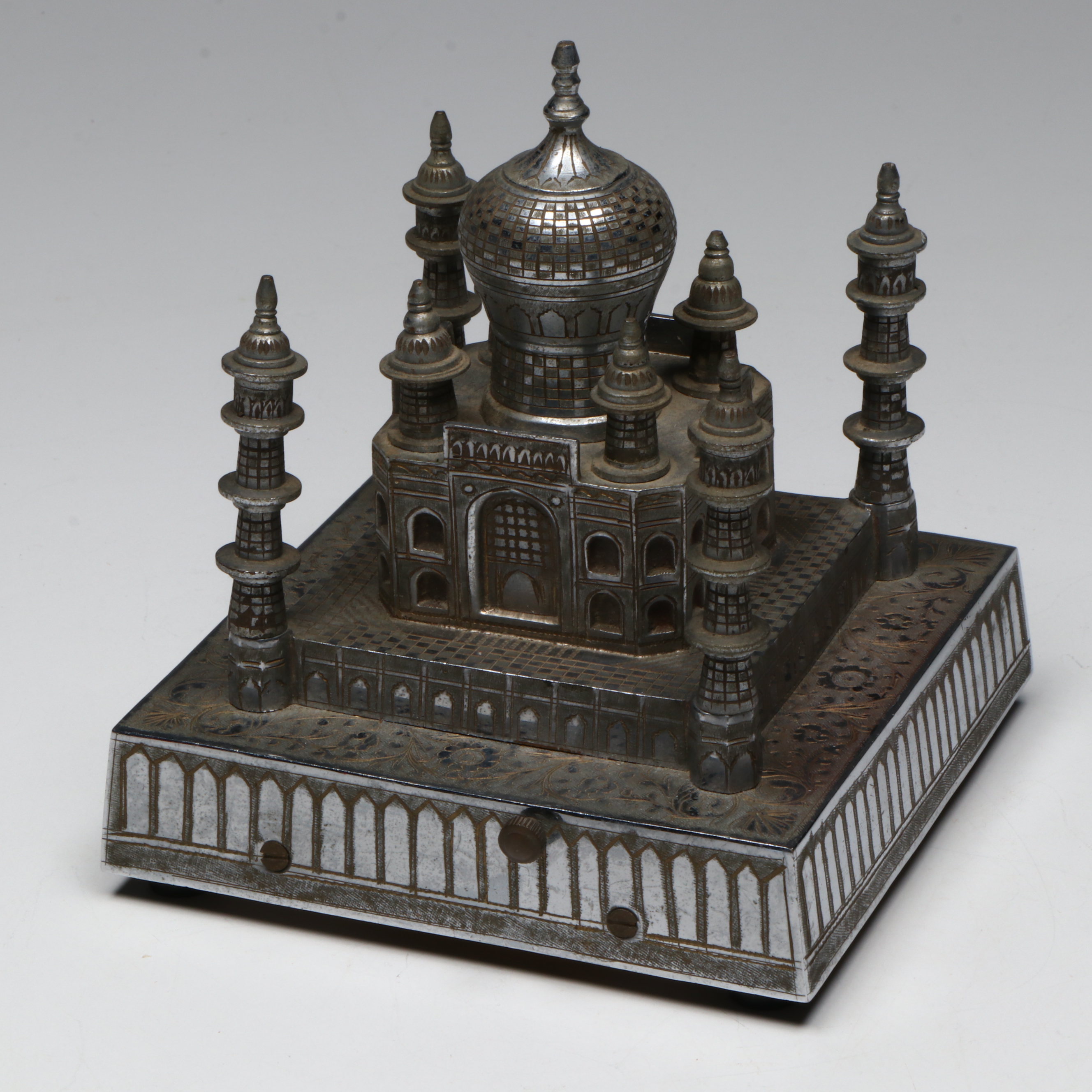 Thorens Taj Mahal Style Music Box with Multicolor Stained Glass Suncatcher