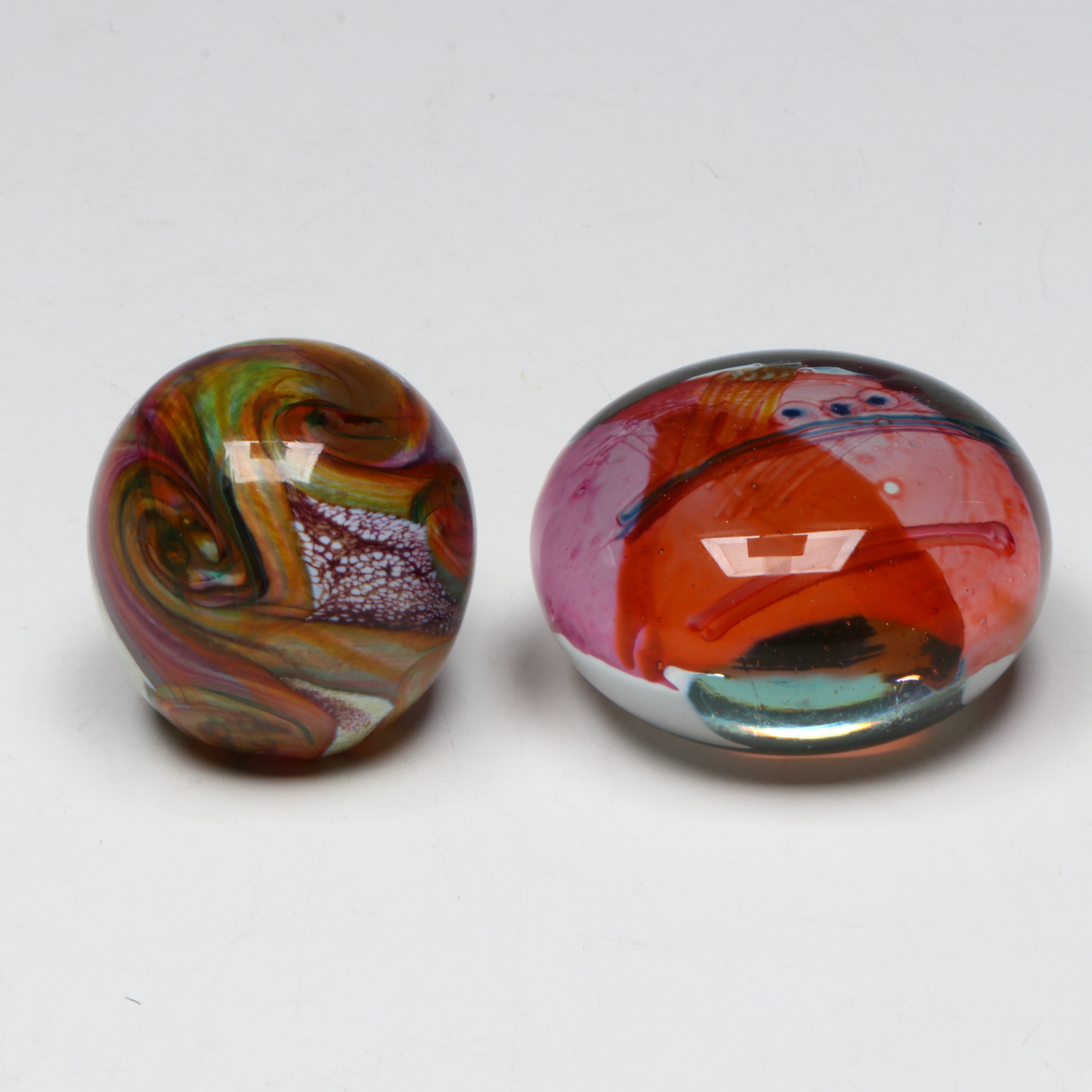 Hand-Blown Abstract Art Glass Paperweights