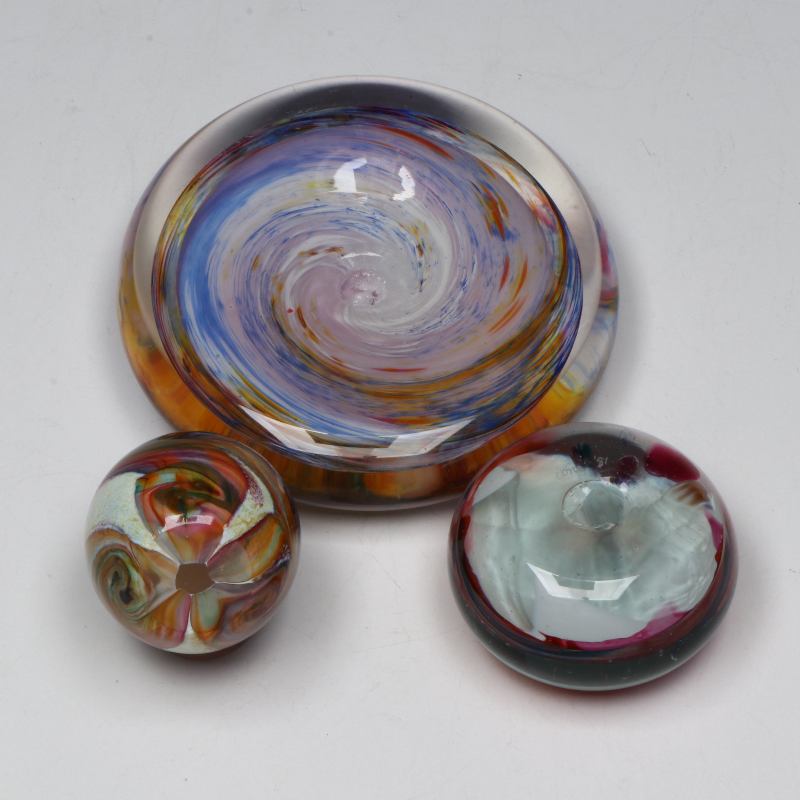 Hand-Blown Abstract Art Glass Paperweights