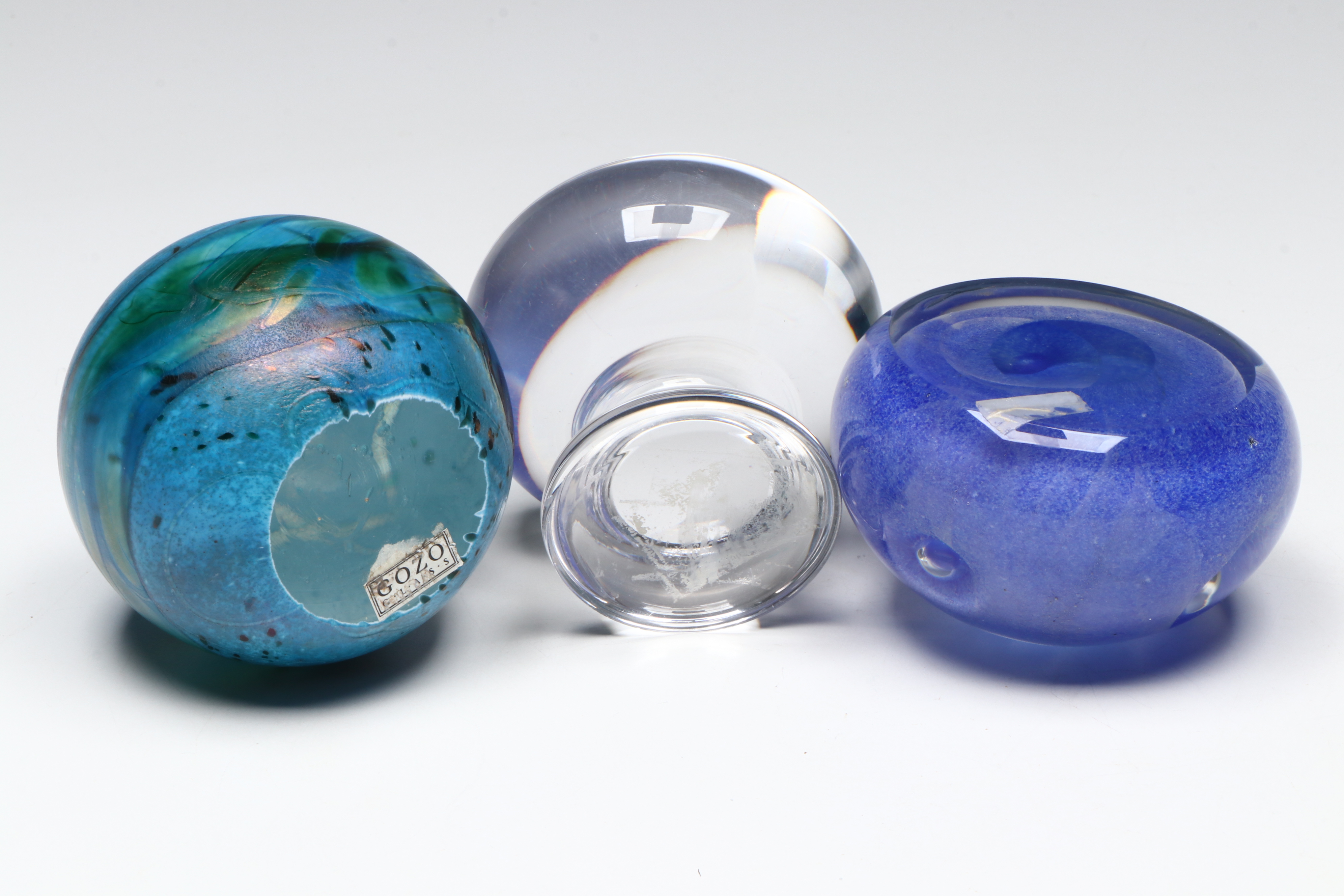 Gozo Italian Blown Glass Paperweight with Fellerman &  Raabe and More Art Glass
