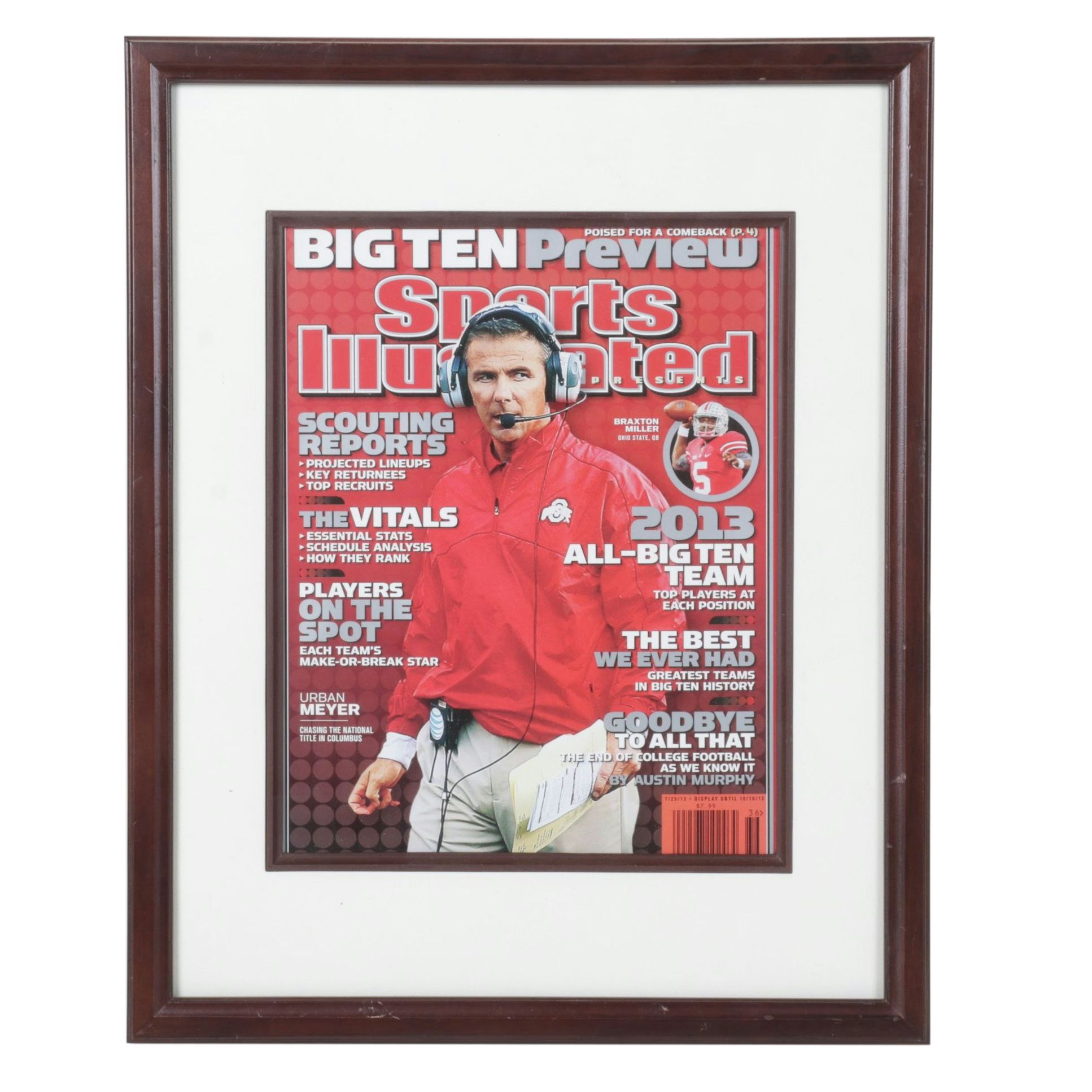 Framed 2013 Sports Illustrated Big Ten Cover with Urban Meyer and Ohio  State