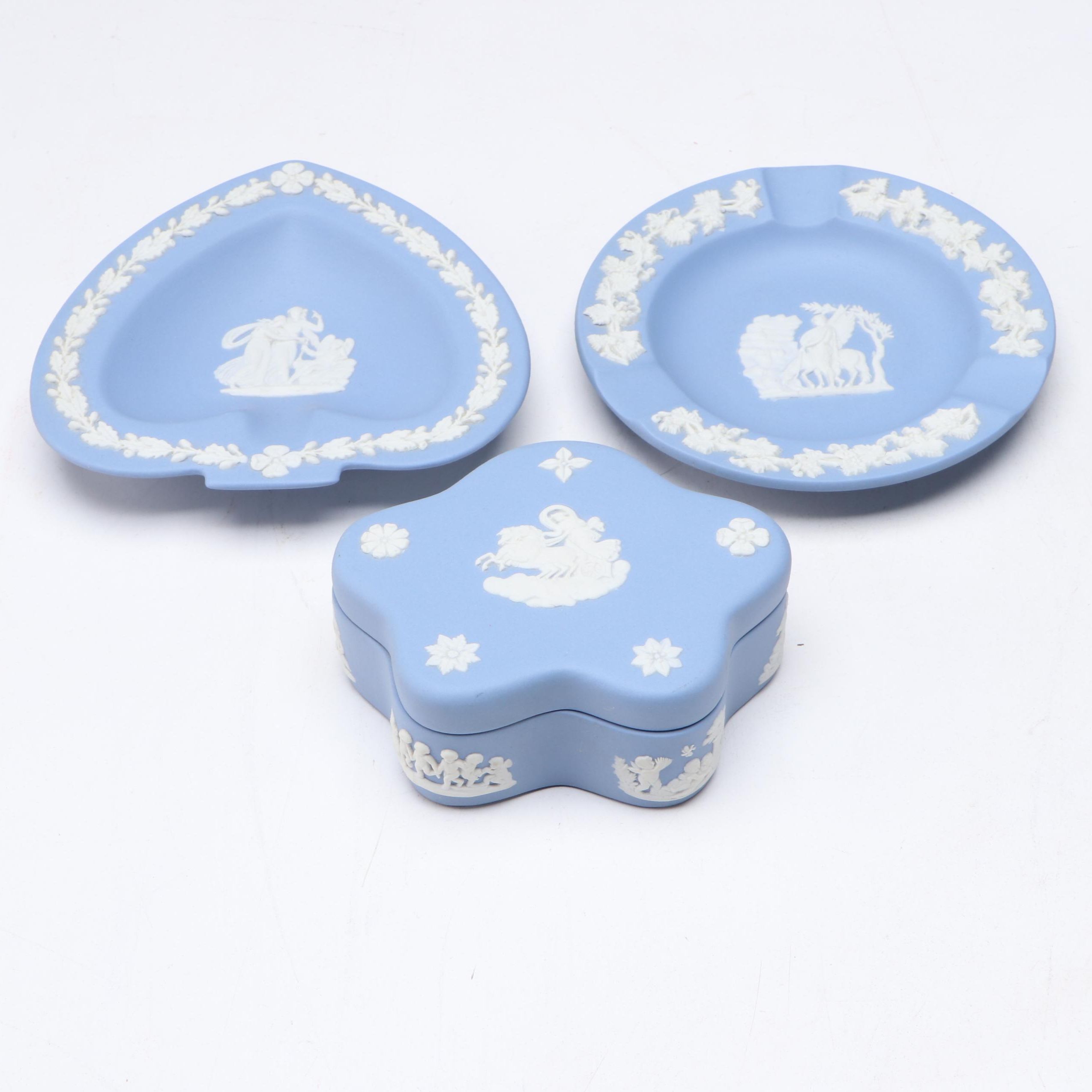 Wedgwood English Jasper Ware Box, Ashtray and Table Dish