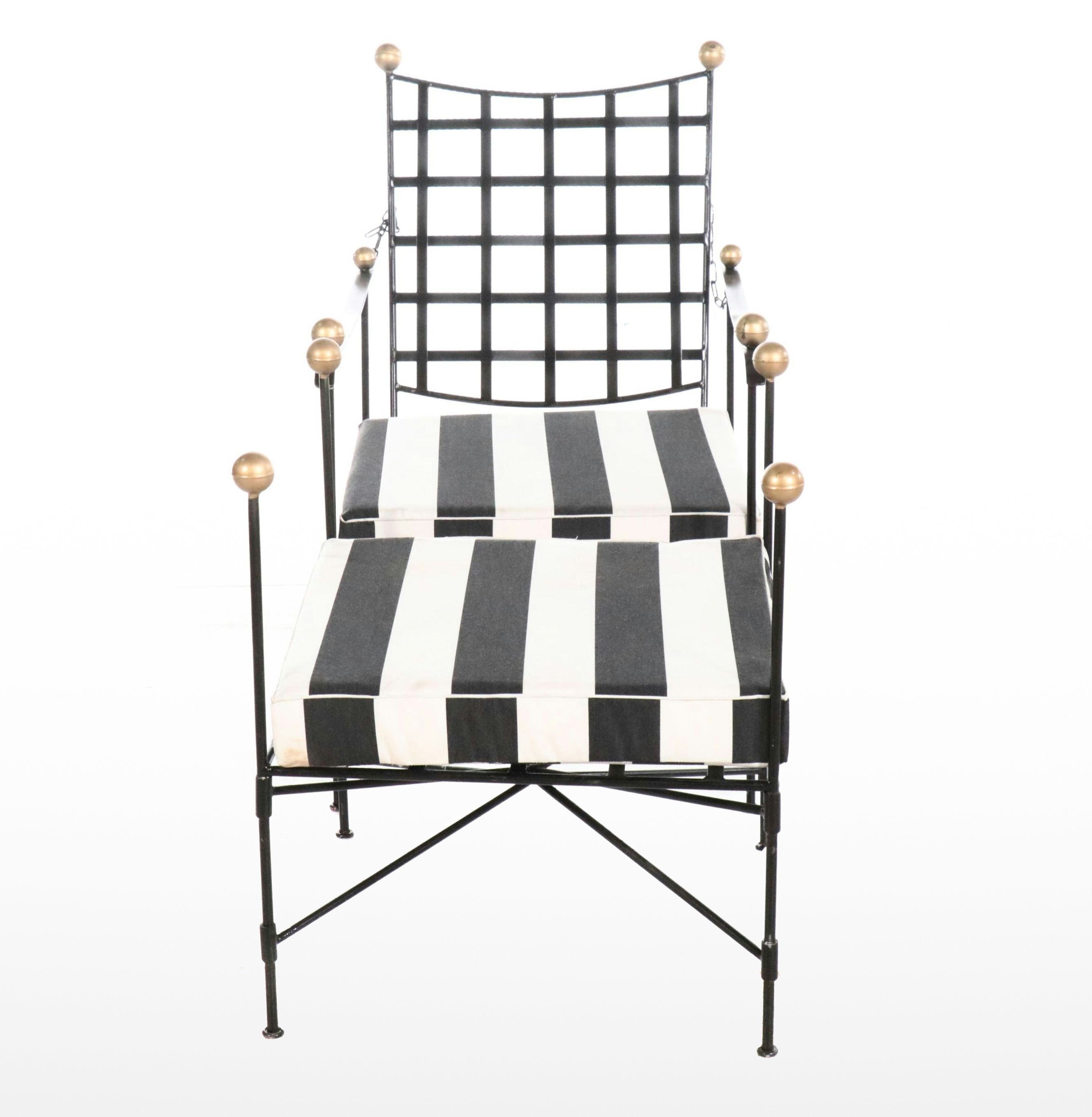 Iron Patio Lounge Chair and Ottoman After Mario Papperzini for Salterini