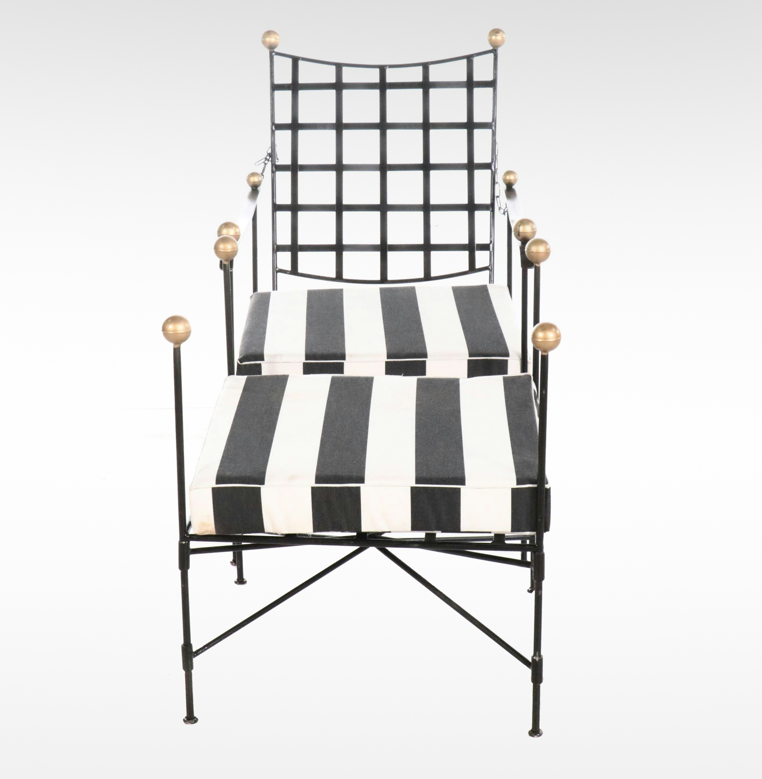 Iron Patio Lounge Chair and Ottoman After Mario Papperzini for Salterini