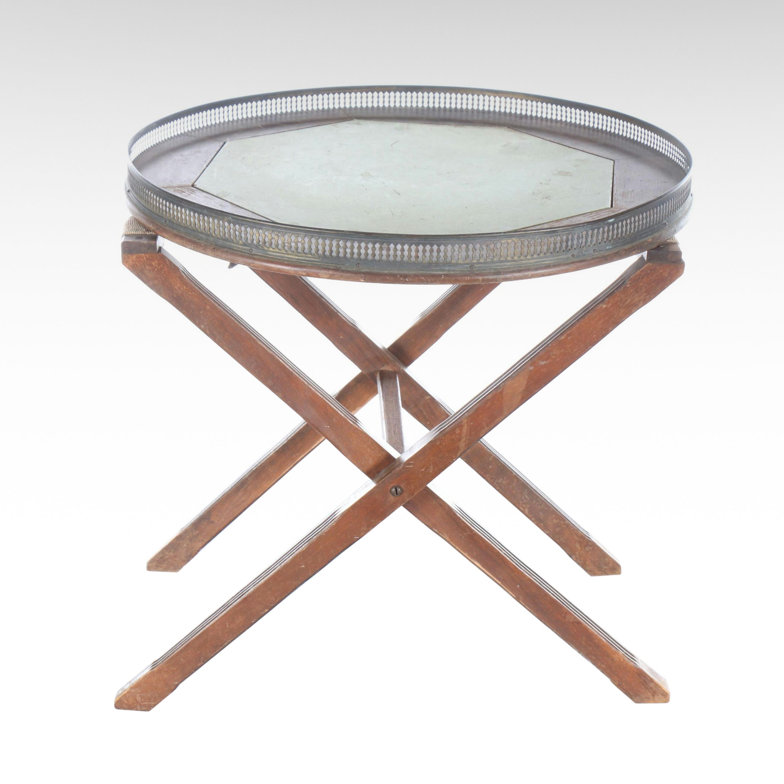 Art Deco Style Gallery Tray and Wooden Luggage Stand