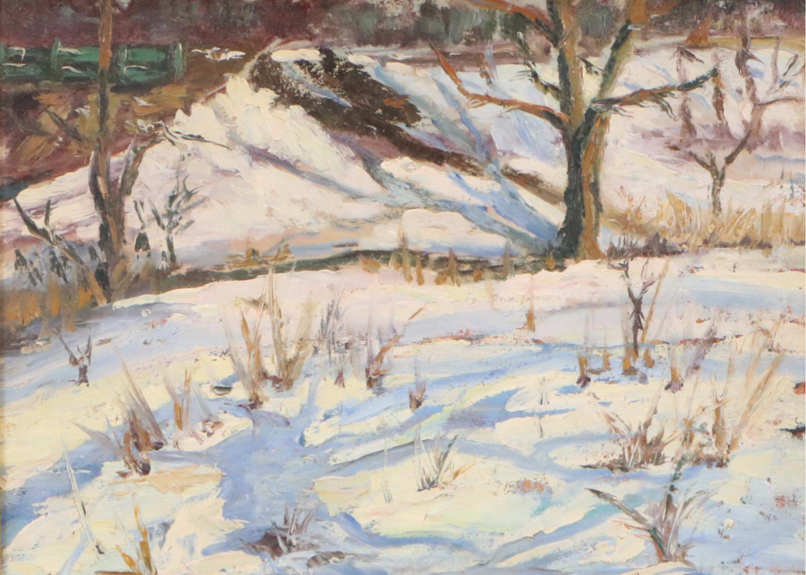 Lila Hetzel Winter Landscape Oil Painting "Des Plaines River," 1931
