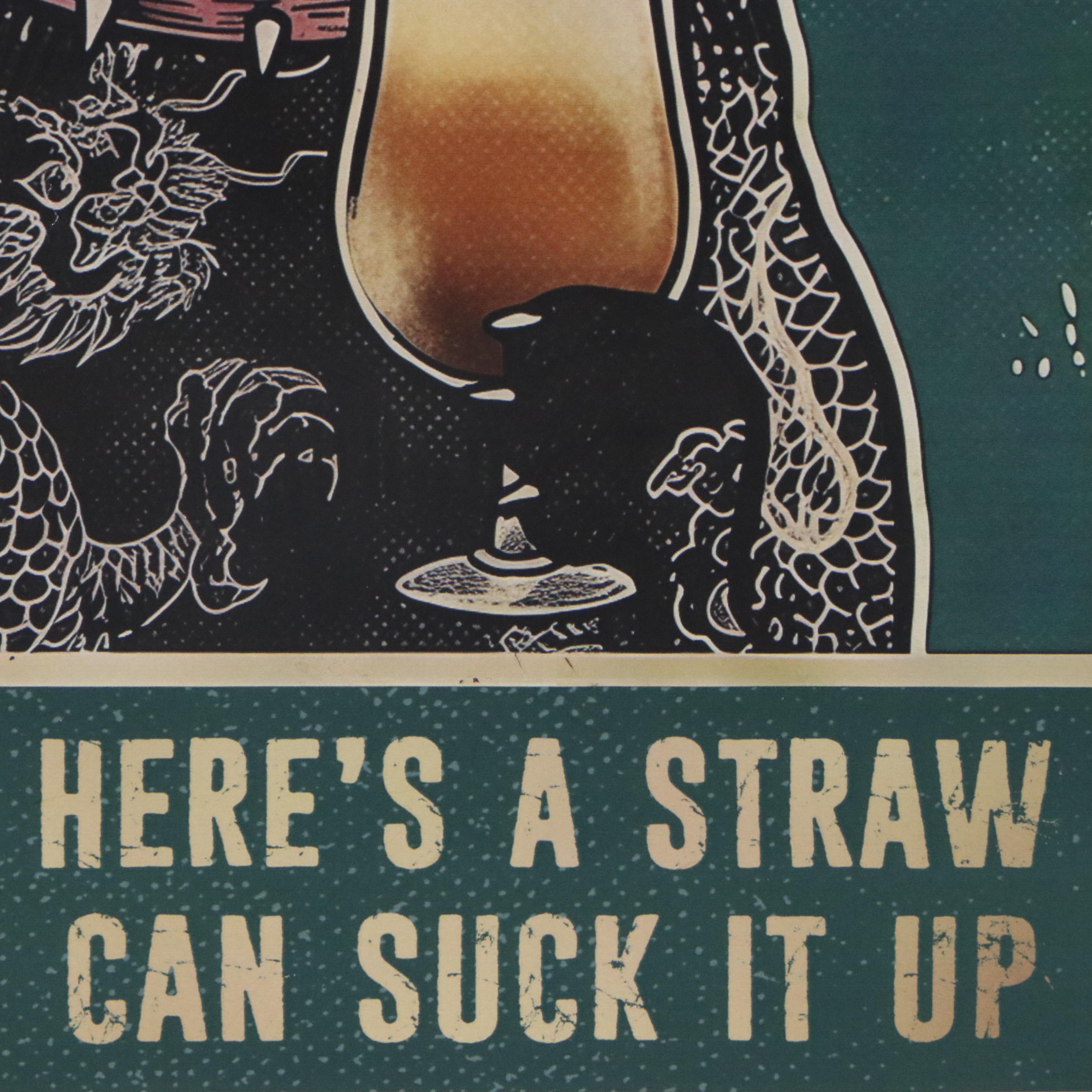 Novelty Cat Offset Lithograph "Let Me Pour You a Tall Glass of Get Over It"