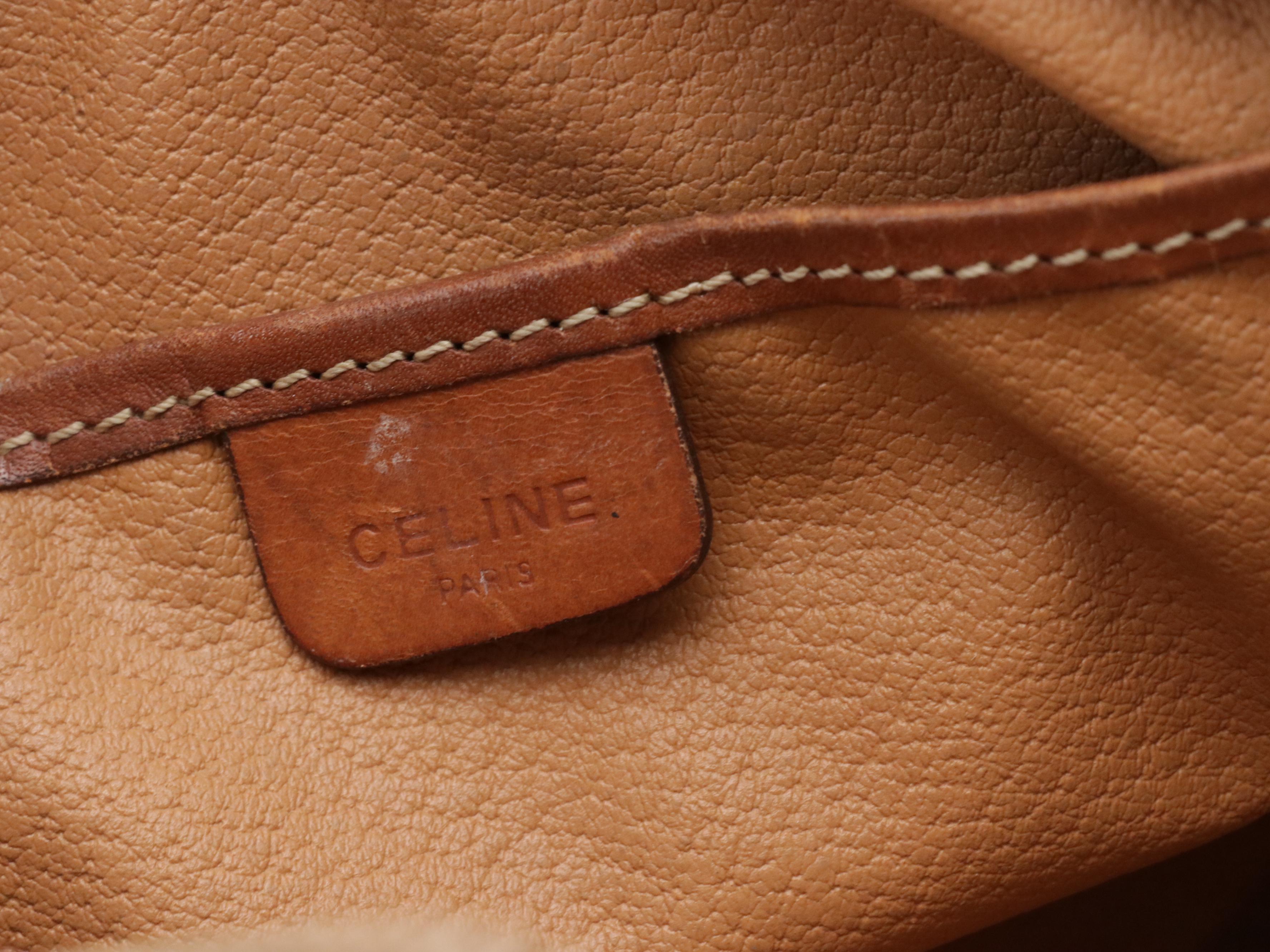 Celine Crossbody Bag in Beige Macadam Canvas and Leather Trim