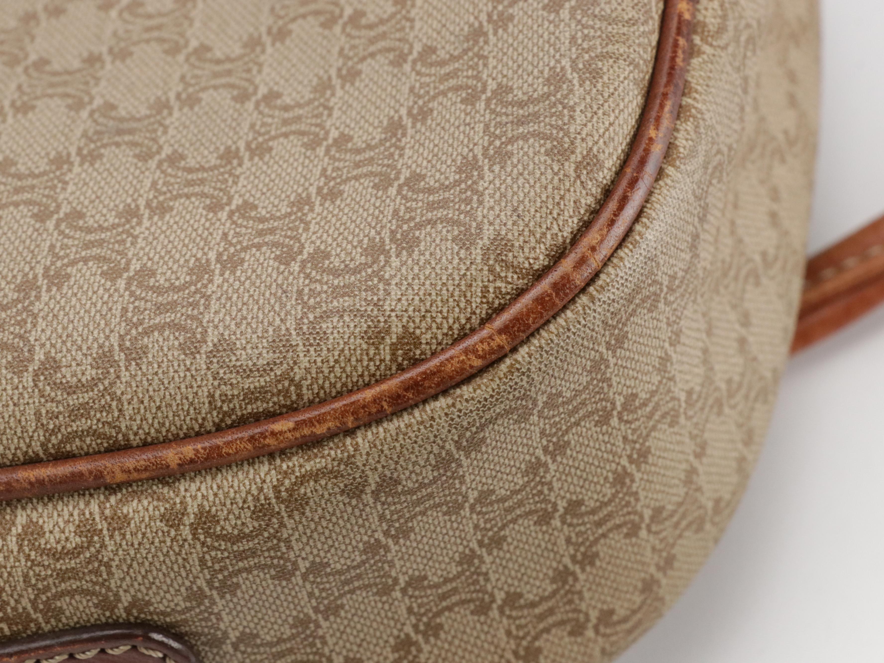 Celine Crossbody Bag in Beige Macadam Canvas and Leather Trim