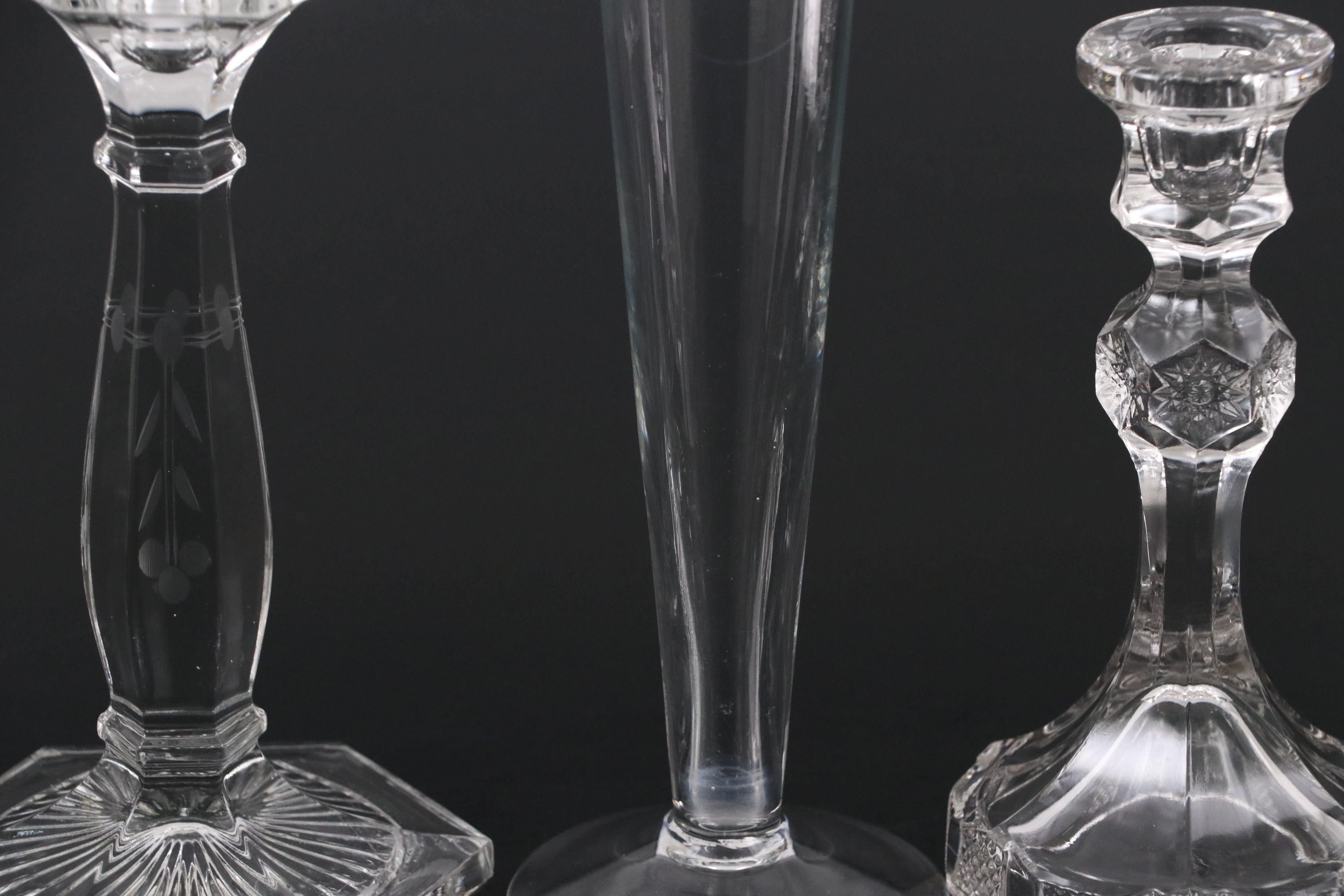 Heisey "Queen Anne" with Other Vintage Crystal and Glass Candle Holders