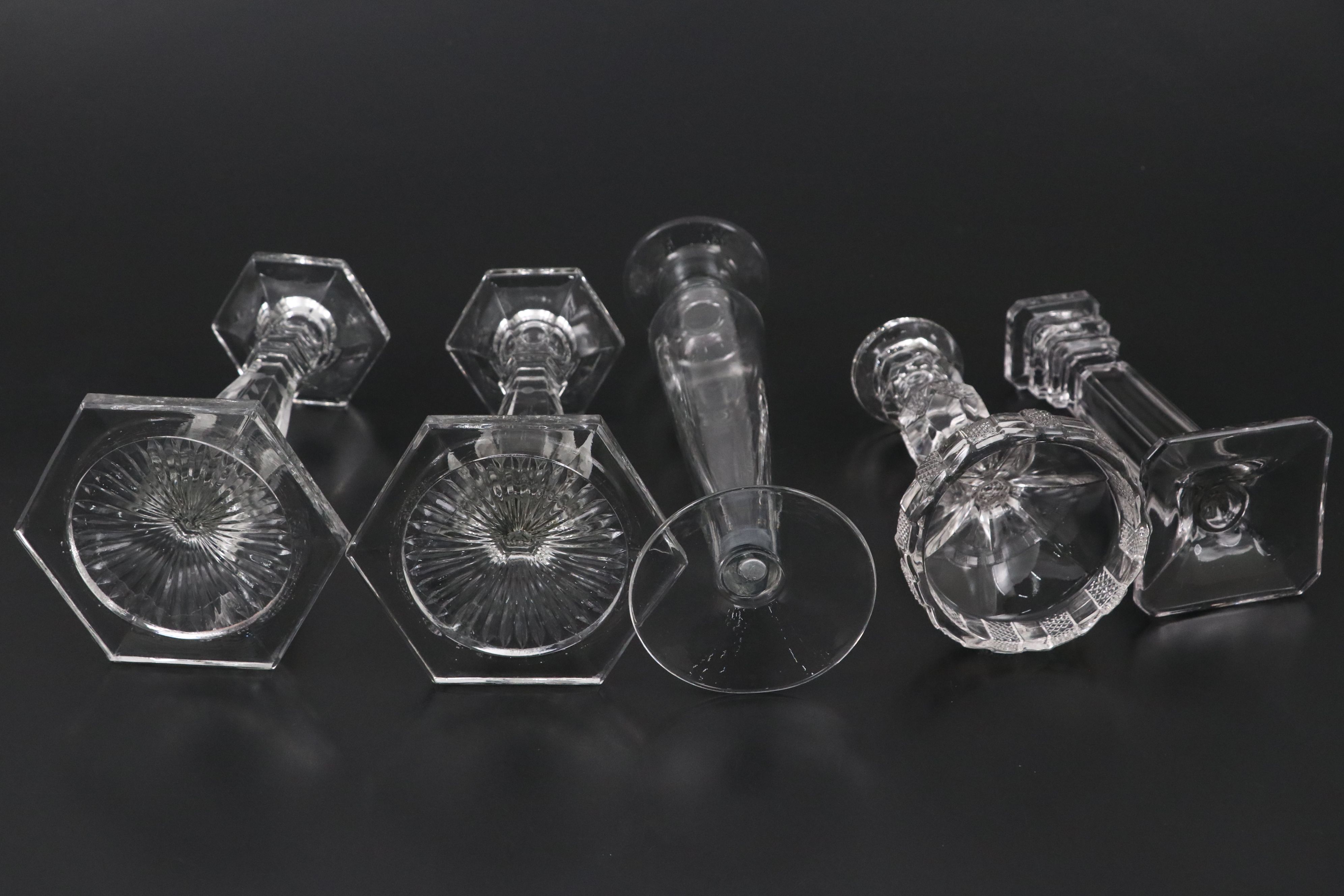 Heisey "Queen Anne" with Other Vintage Crystal and Glass Candle Holders