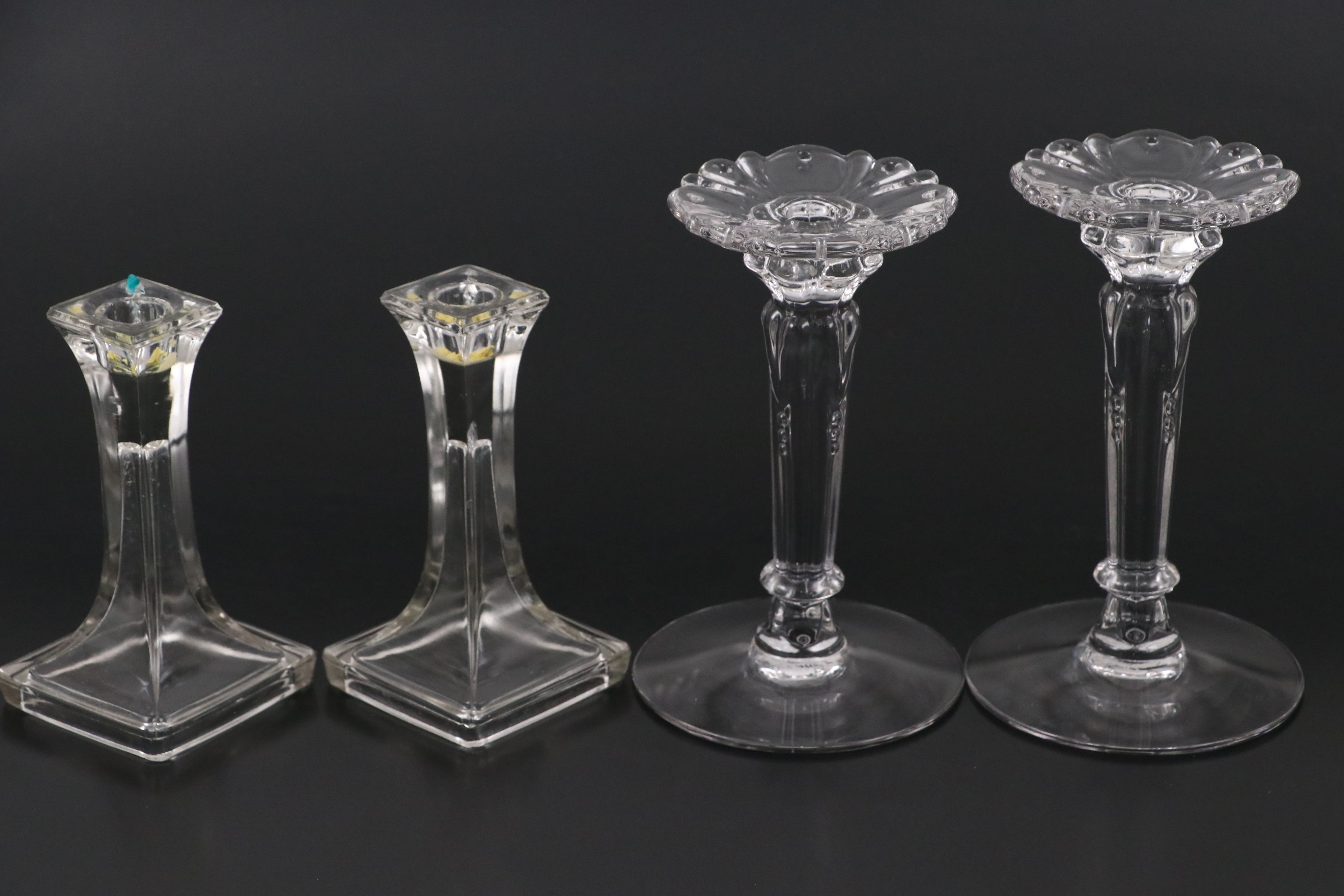 Heisey "Queen Anne" with Other Vintage Crystal and Glass Candle Holders