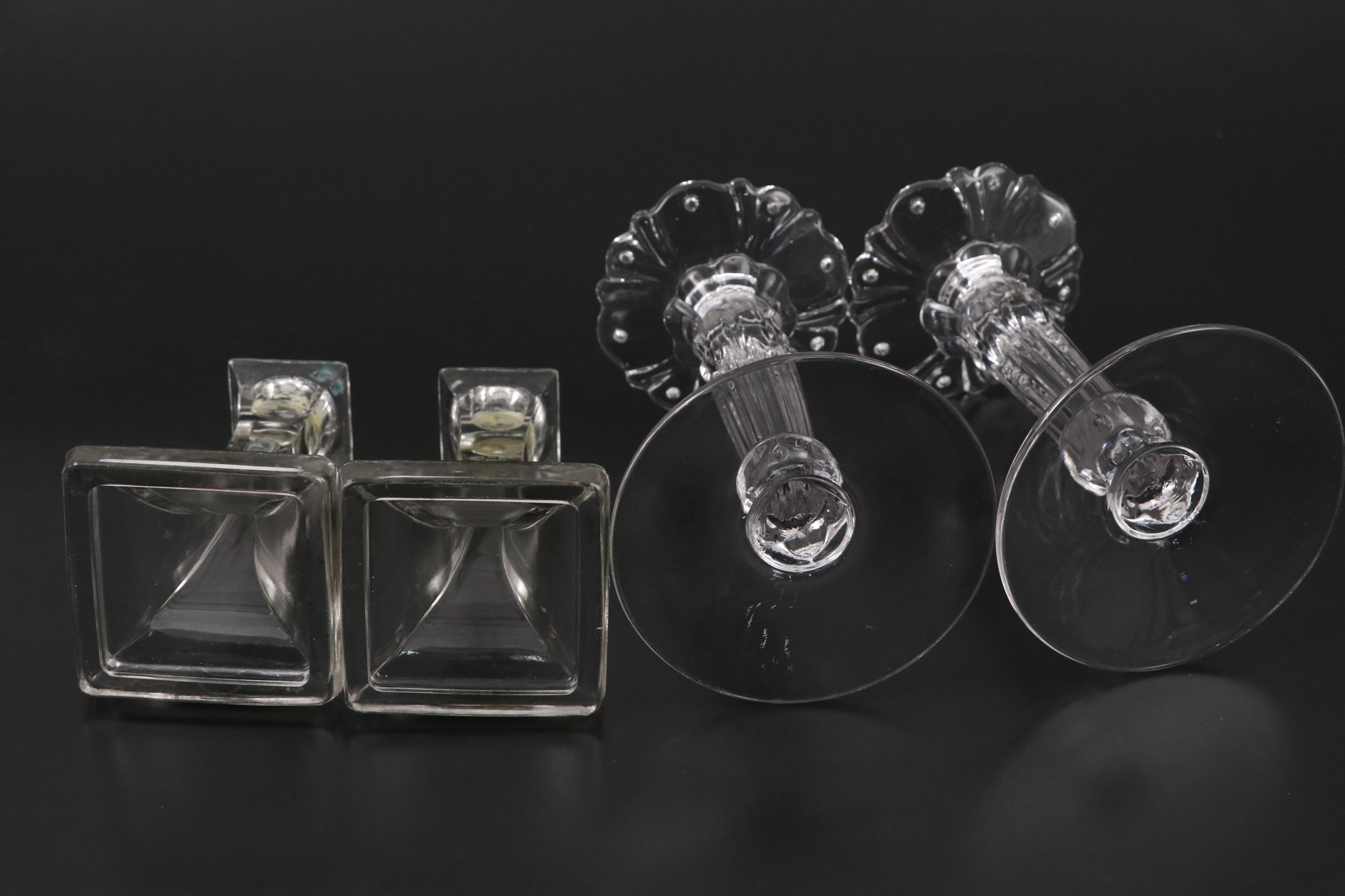 Heisey "Queen Anne" with Other Vintage Crystal and Glass Candle Holders