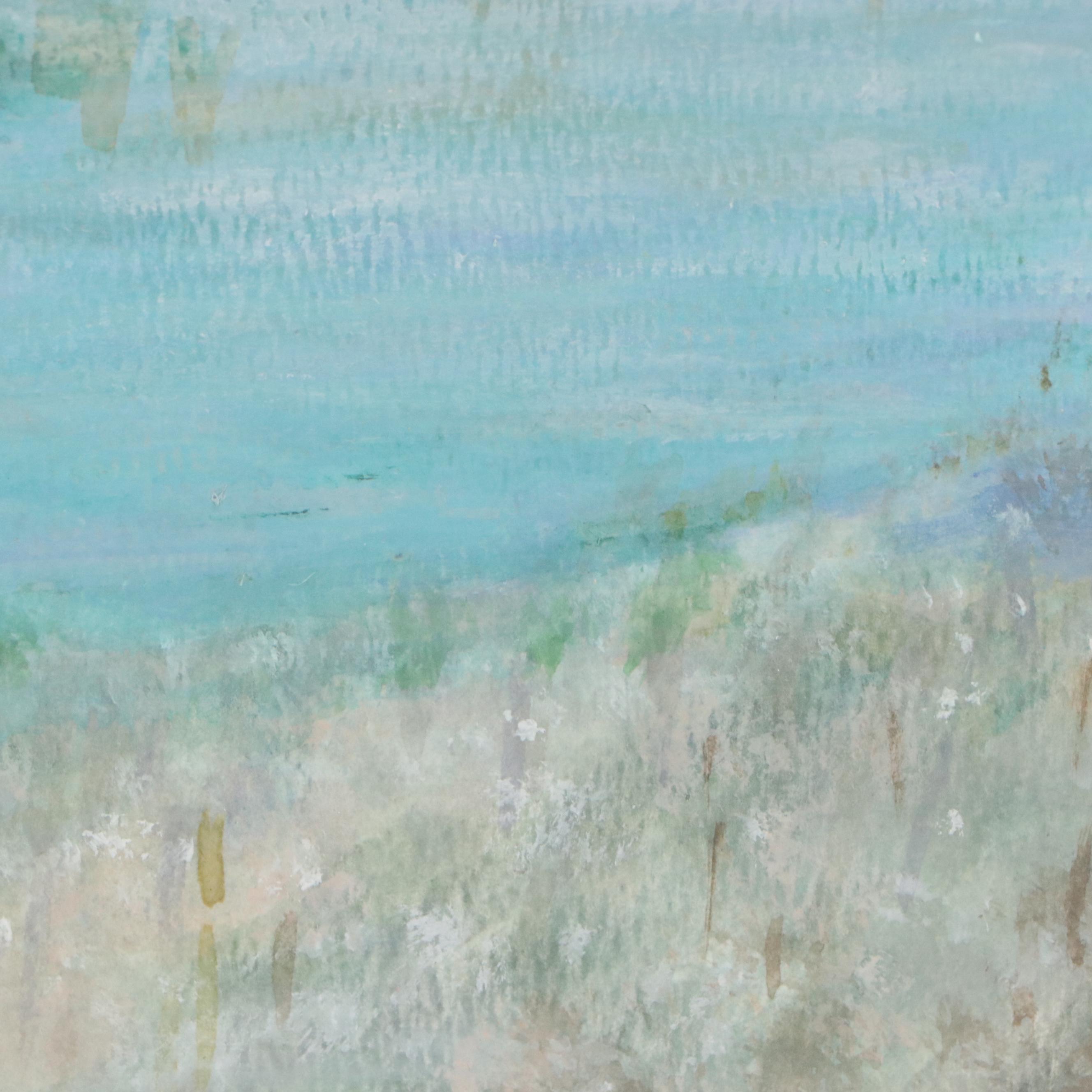 L Ludwig Abstract Watercolor Painting of River Landscape, Late 20th Century