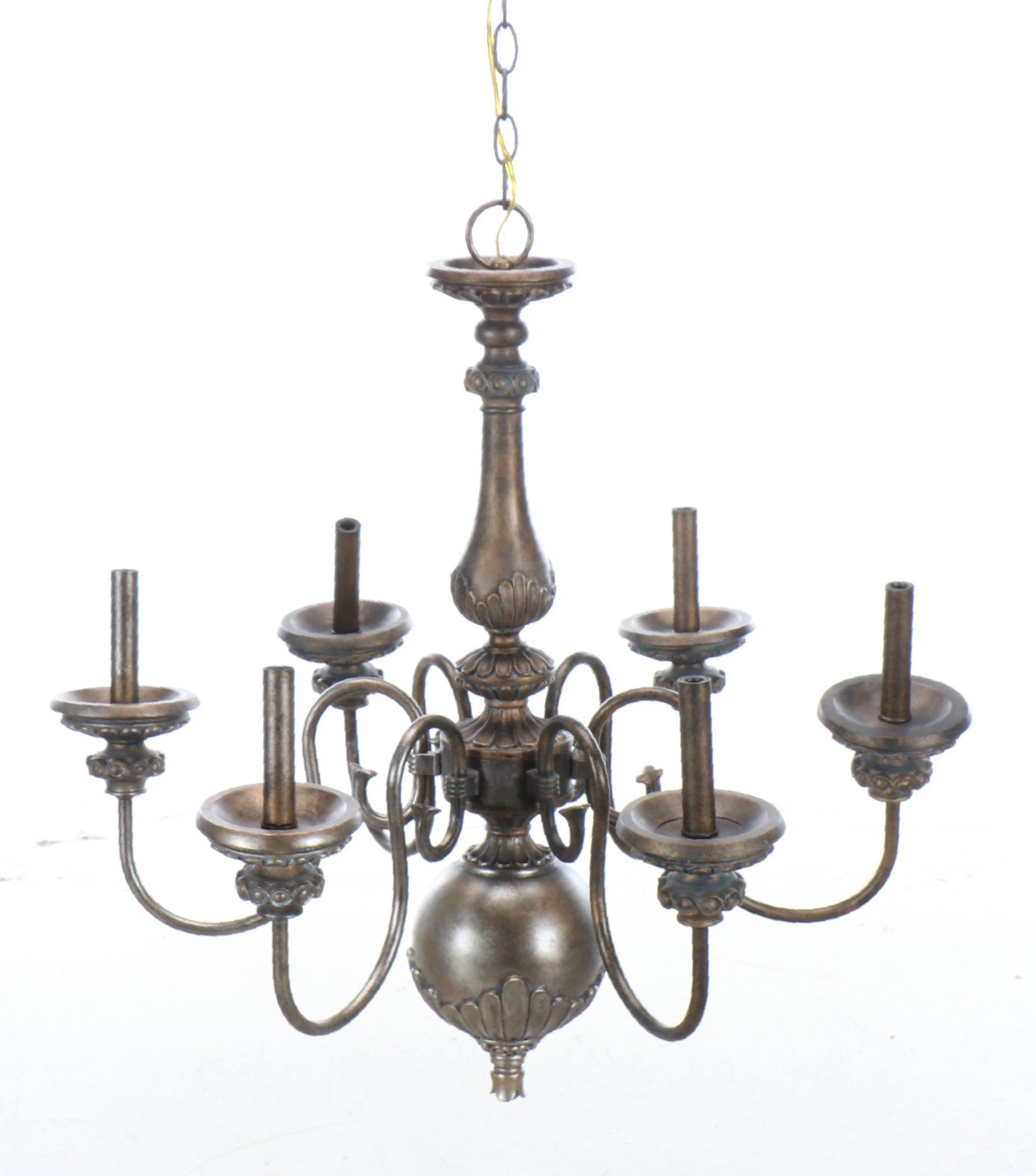 Aged Pewter Finish New Baroque Style Chandelier, 2008