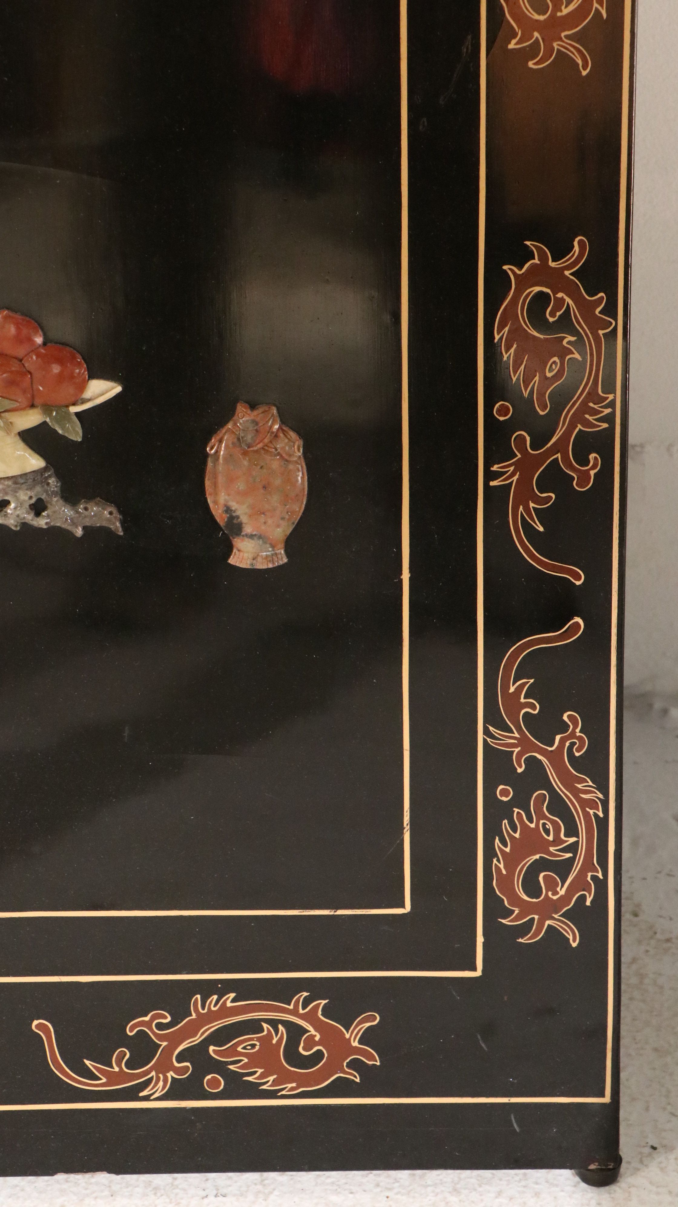 Chinese Lacquered Room Divider Depicting Imperial Palace Scene