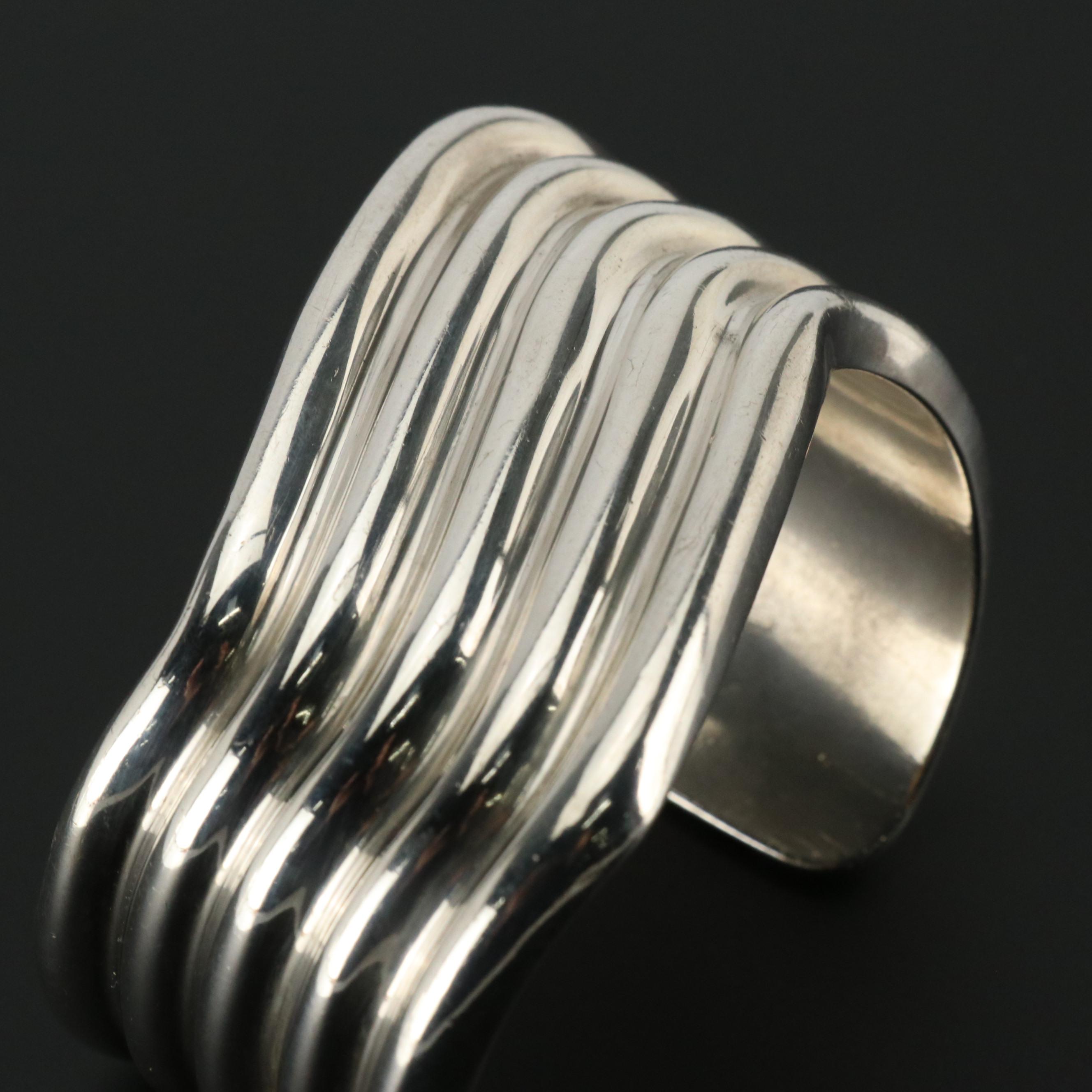Mexican Mid-Century Modern Sterling Cuff Bracelet