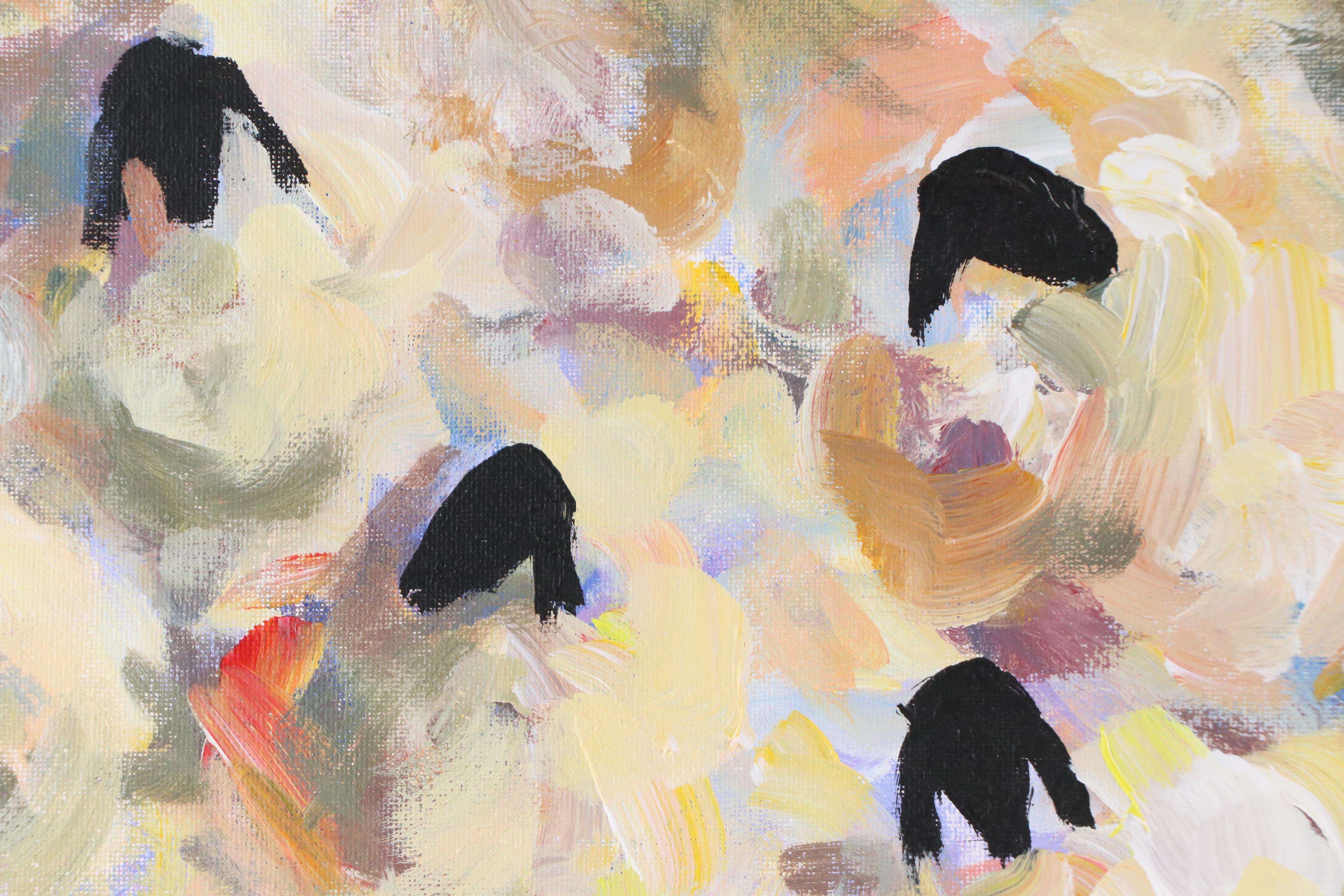 Elle Raines Abstract Acrylic Painting "Flock of Sheep #19"