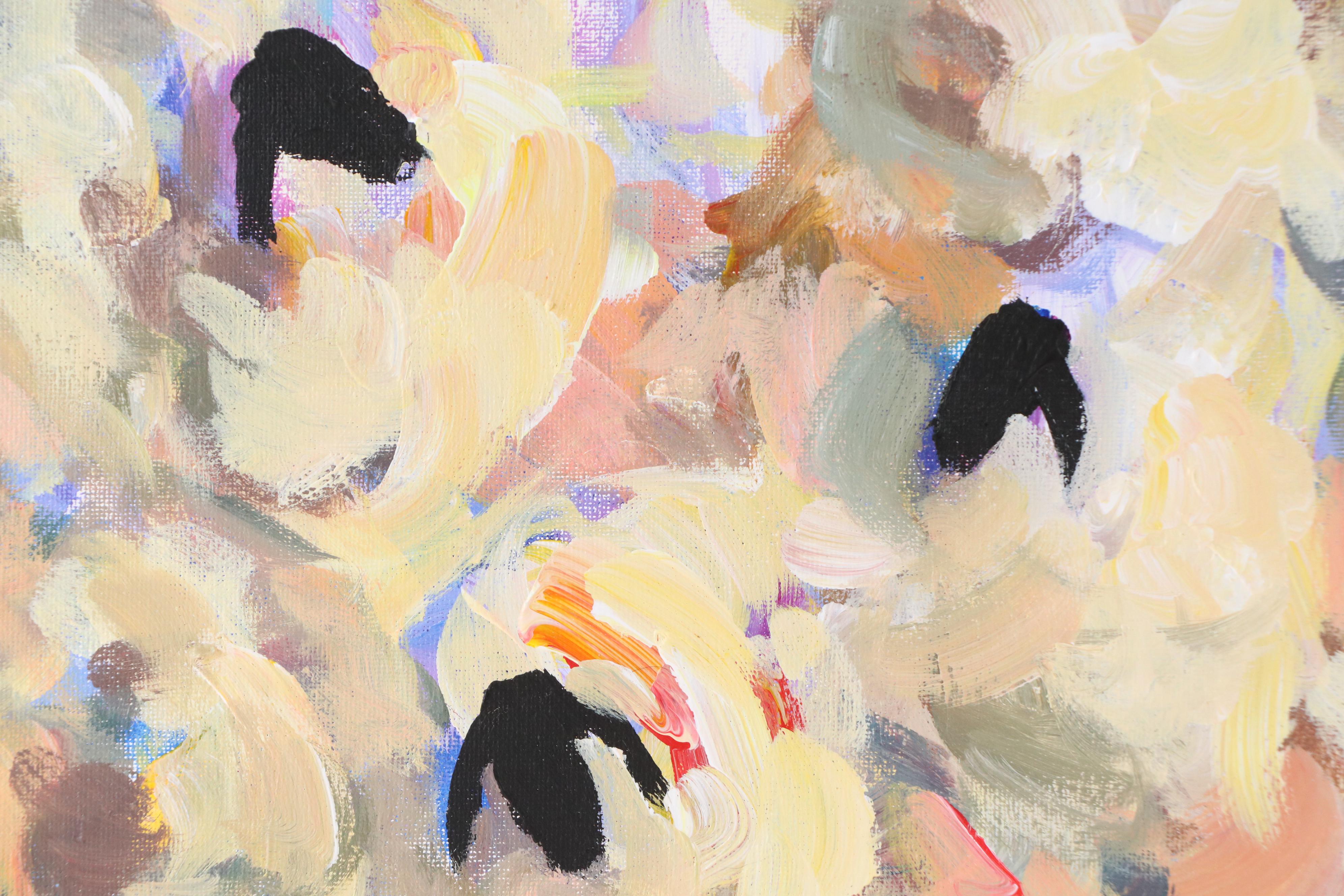 Elle Raines Abstract Acrylic Painting "Flock of Sheep #19"