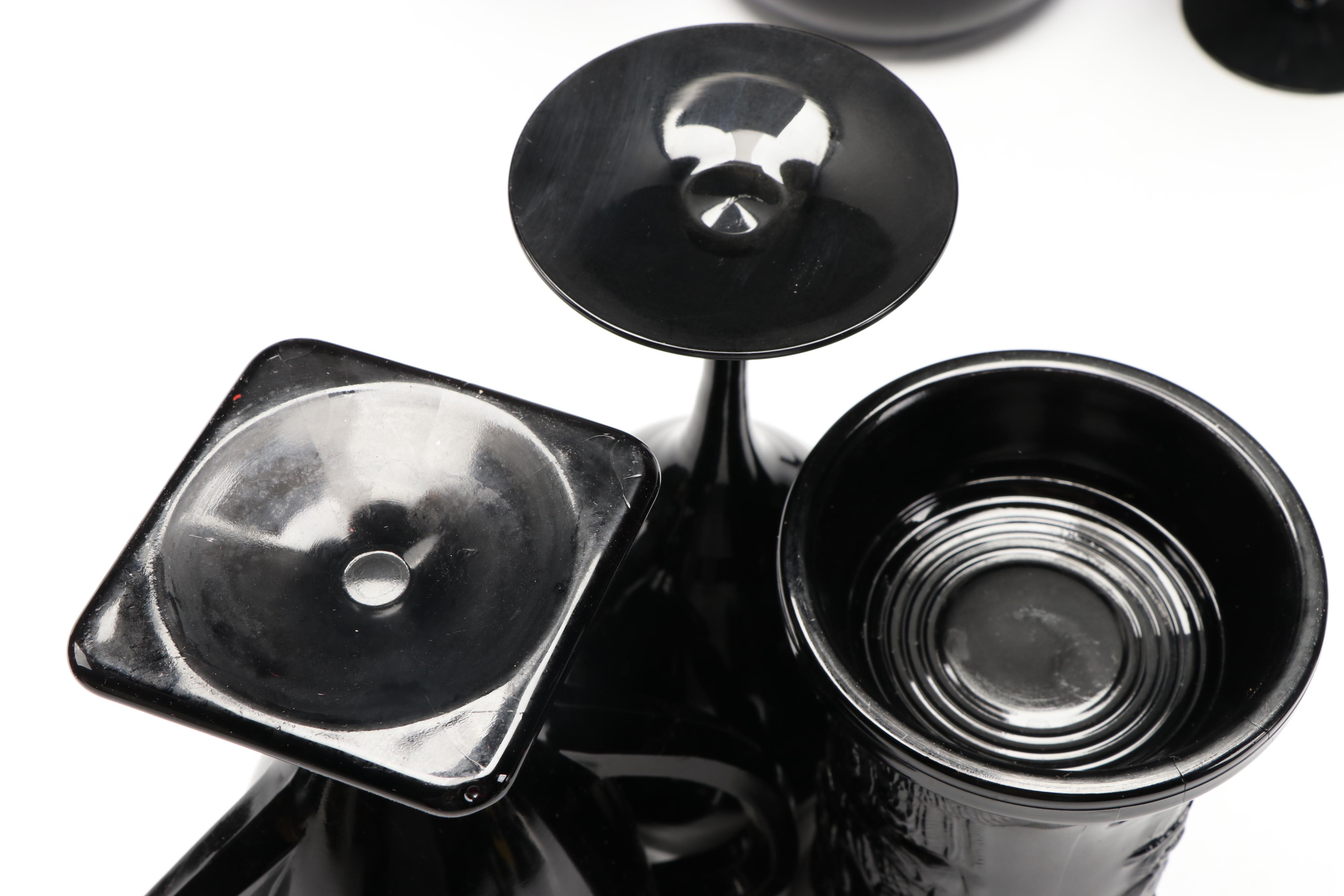 Smith "Black Amethyst" and Indiana Black Glass Vases, Stemware and More