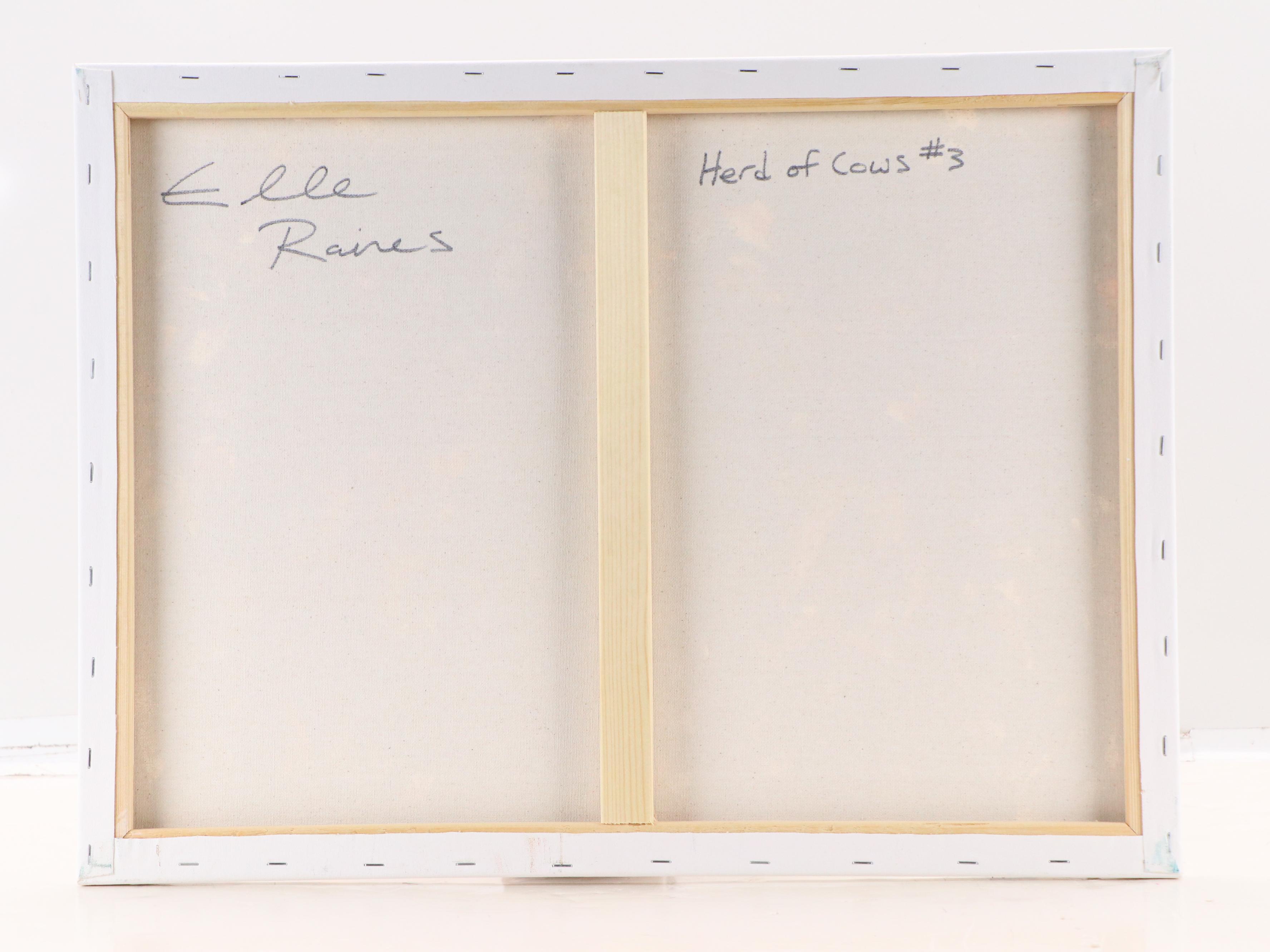 Elle Raines Abstract Acrylic Painting "Herd of Cows #3," 21st Century