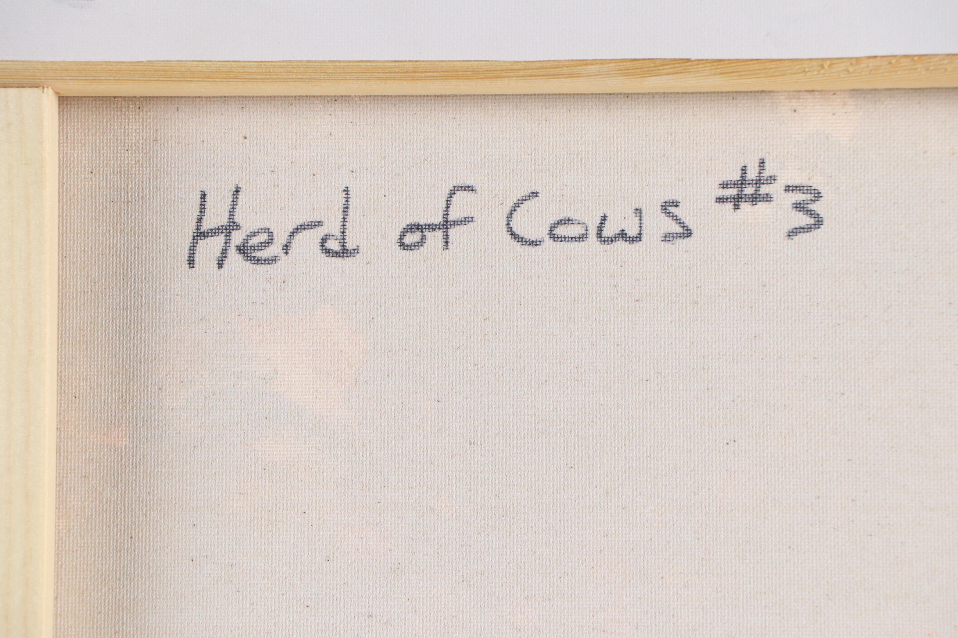 Elle Raines Abstract Acrylic Painting "Herd of Cows #3," 21st Century