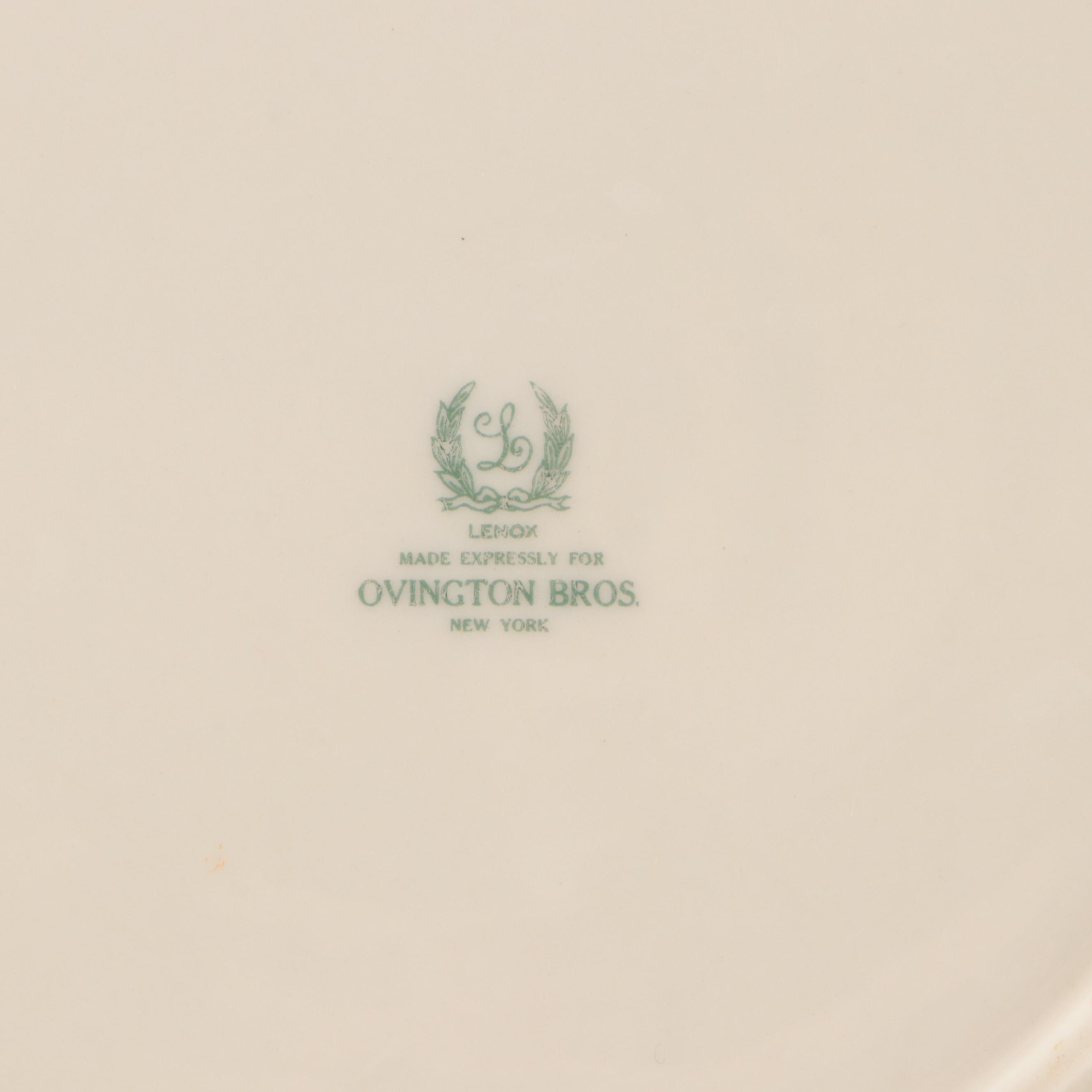 Lenox for Ovington Bros with Other Gilt Rimmed Porcelain Dinnerware