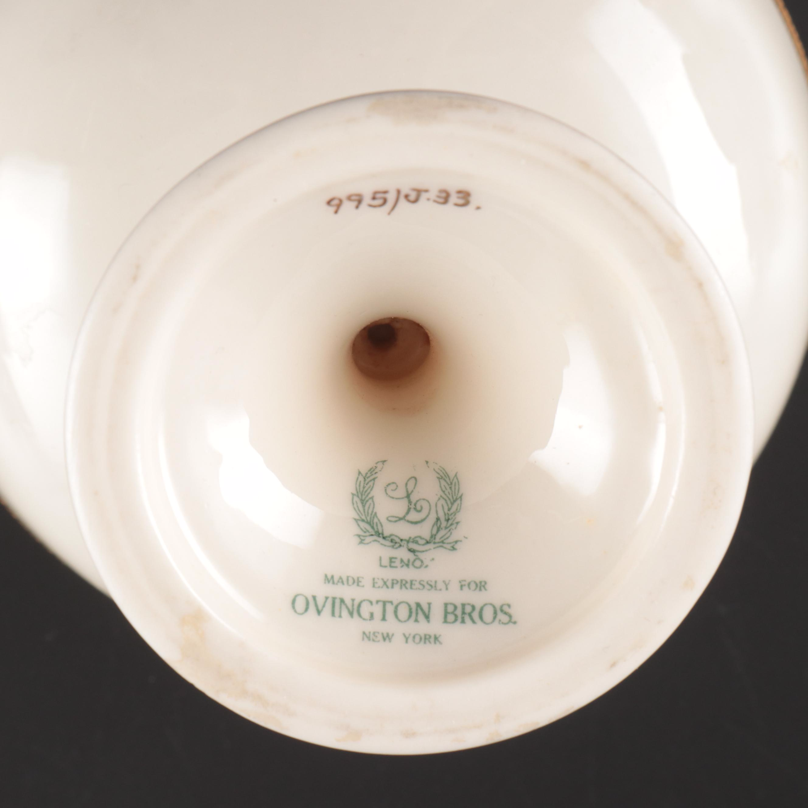 Lenox for Ovington Bros with Other Gilt Rimmed Porcelain Dinnerware