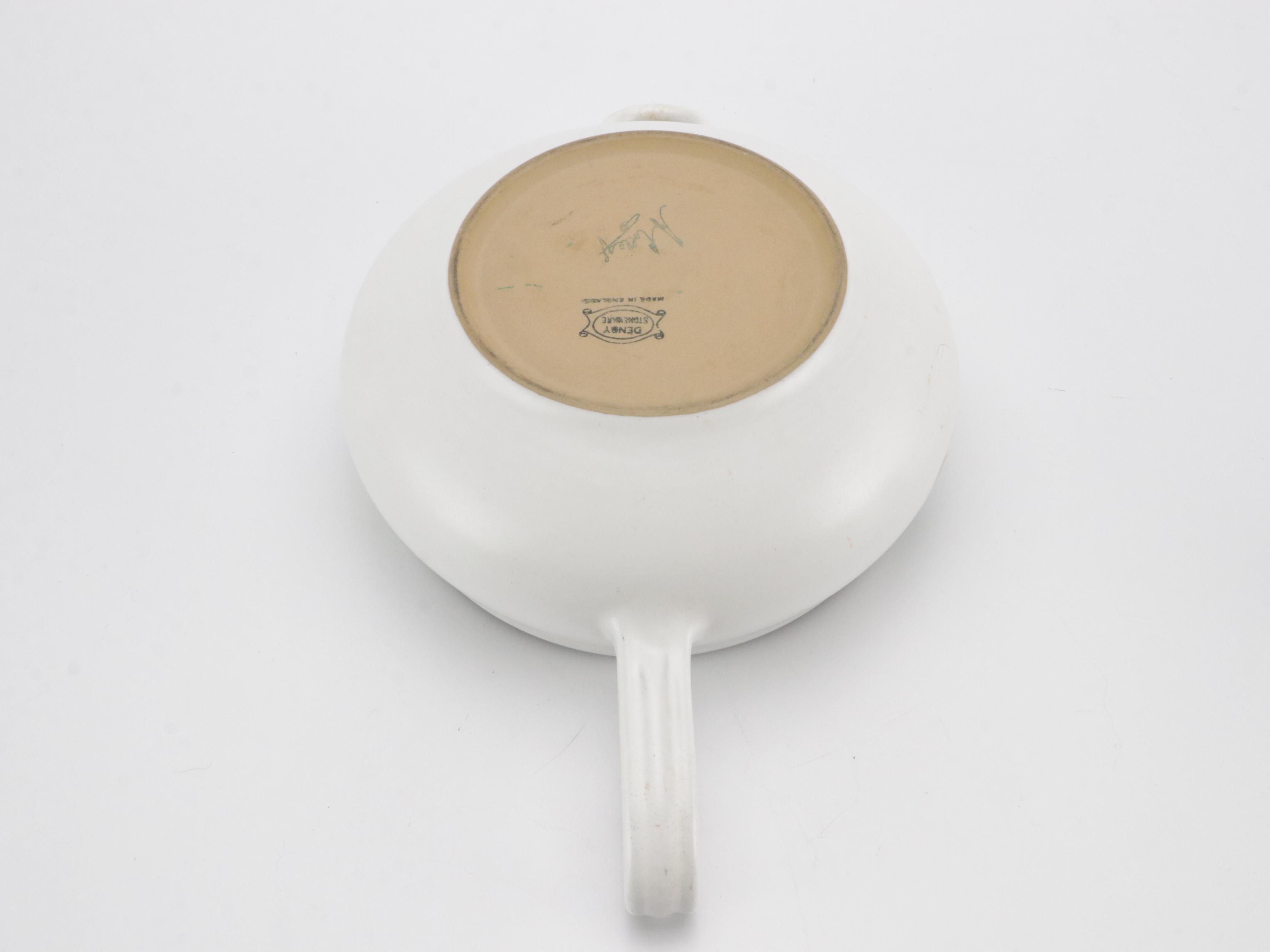 Denby Stoneware Leaf Painted Gravy Boat and Covered Casserole Dish